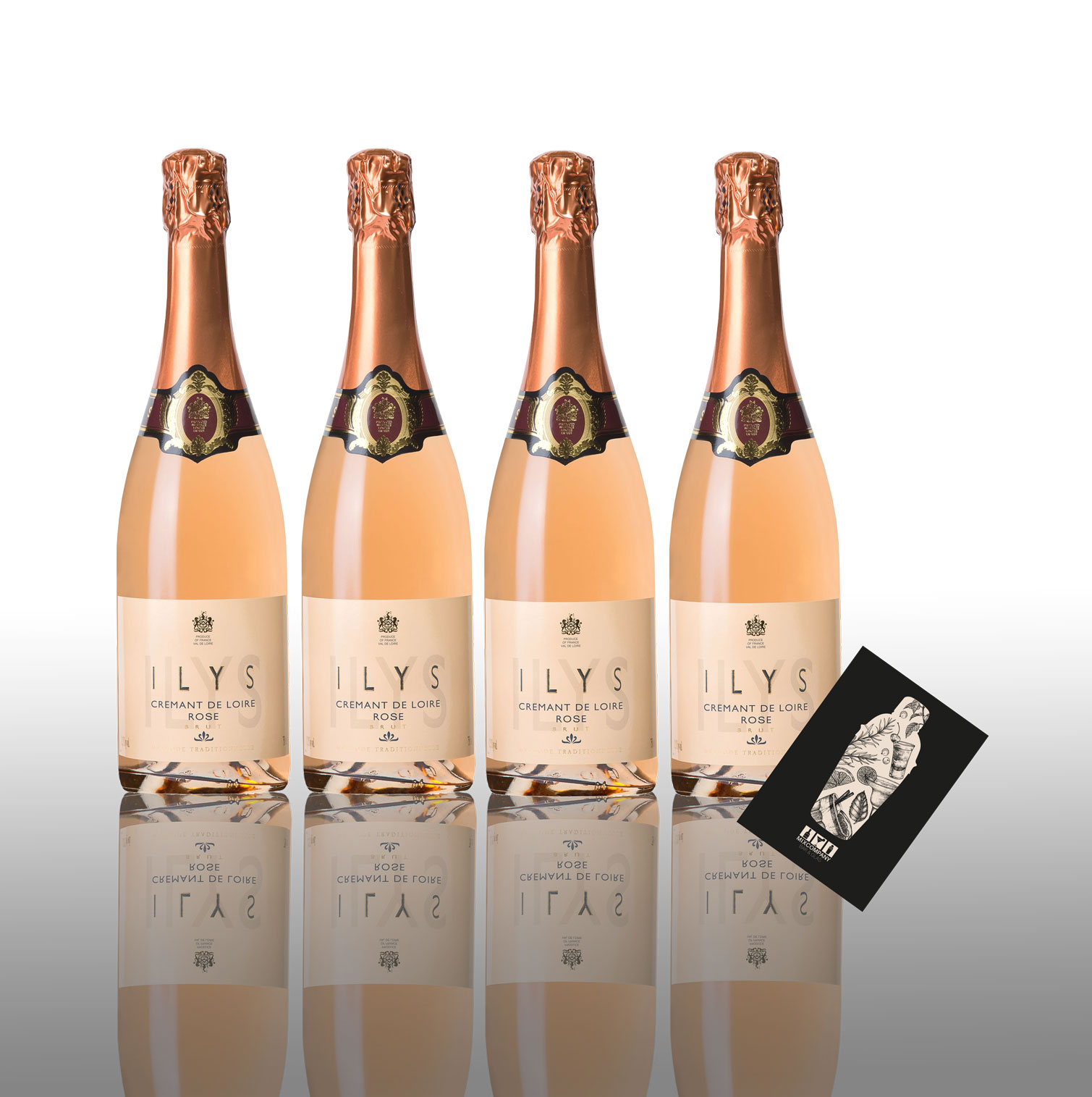 Ilys ROSE Brut 4er Set Cremant de Loire Rose 4x 0,75L (12,5% Vol) Frankreich- [Enthält Sulfite]