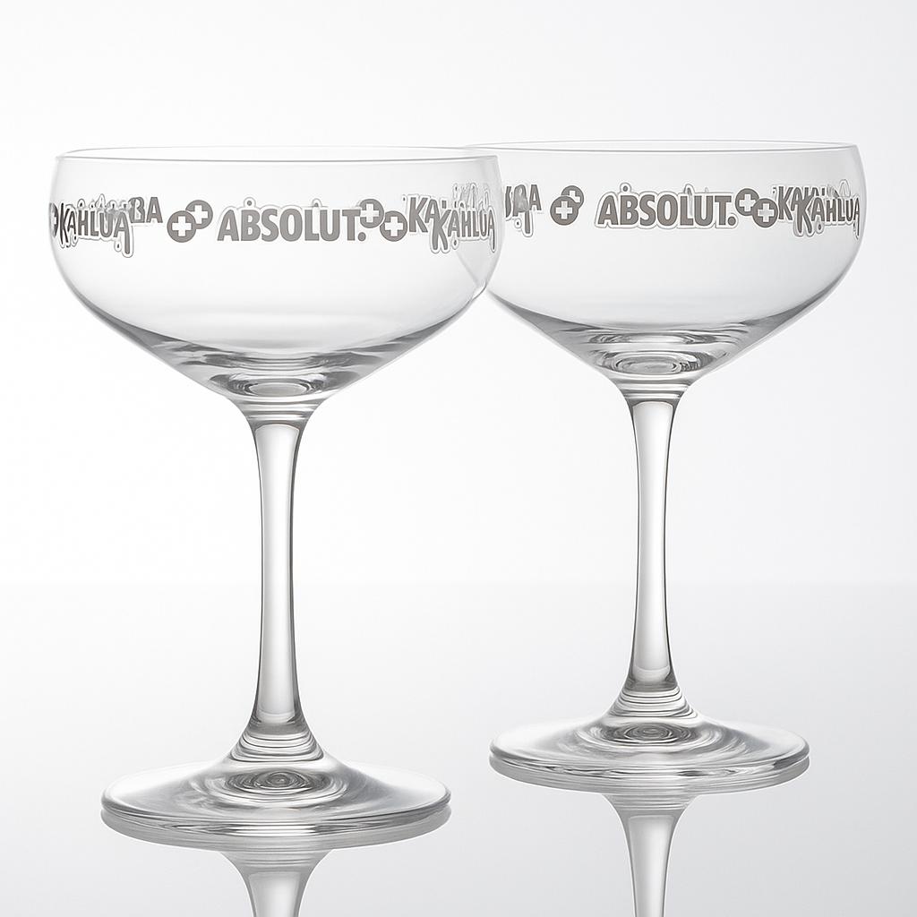 ABSOLUT x KAHLÚA Cocktail-Coupe Gläser – 2er Set – Original Barware für Espresso Martini & Drinks – Markengläser