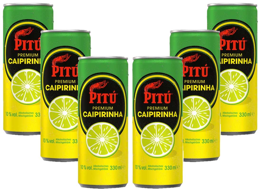 Pitu Caipirinha 6er Set Cocktail 6x 0,33L (10% Vol) ready to drink Alkoholhaltig inklusive Pfand EINWEG- [Enthält Sulfite]