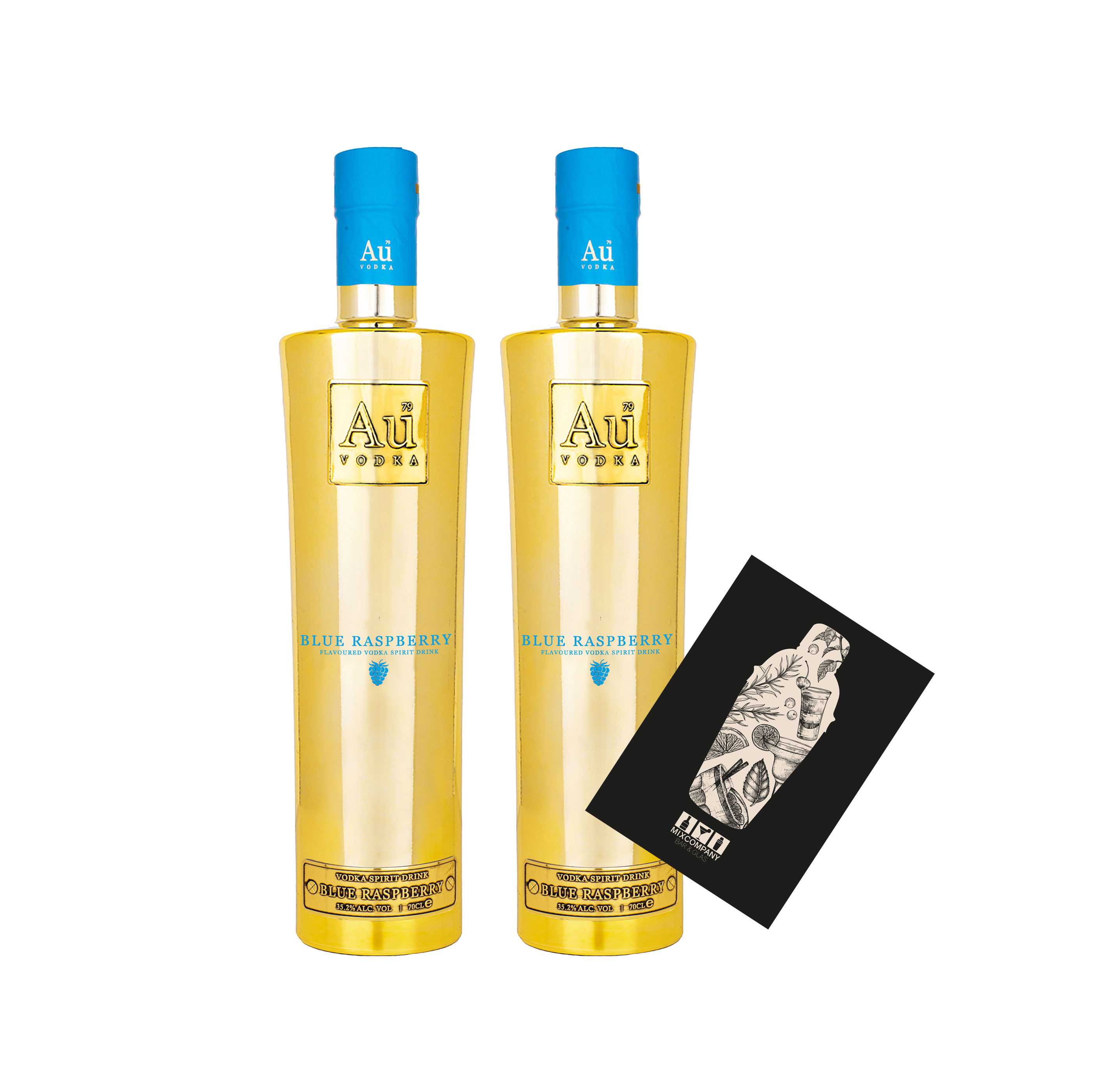 Au Vodka 2er Set Blue Raspberry 0,7L (35,2% Vol) 2x aromatisierte Wodka Spirituose Blaue Beere- [Enthält Sulfite]