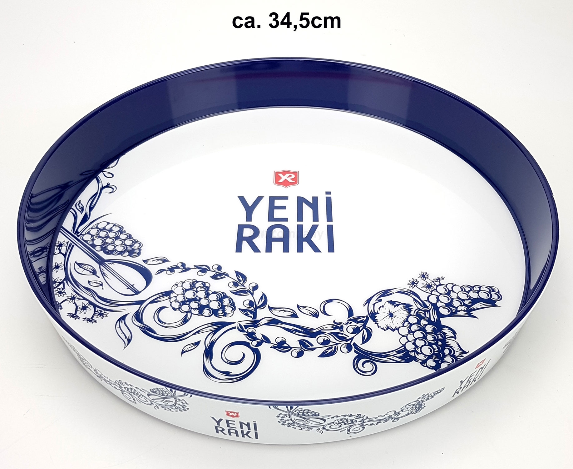 Yeni Raki Tablett Serviertablett blau weiß