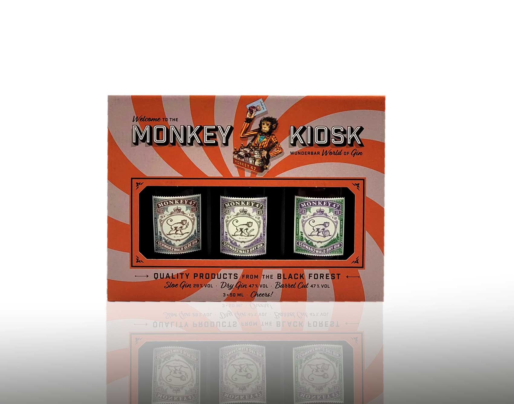 Monkey 47 The Monkey Kiosk Dry Gin (47% Vol) Sloe Gin (29% Vol) Dry Gin (47% Vol) je 50ml- [Enthält Sulfite]