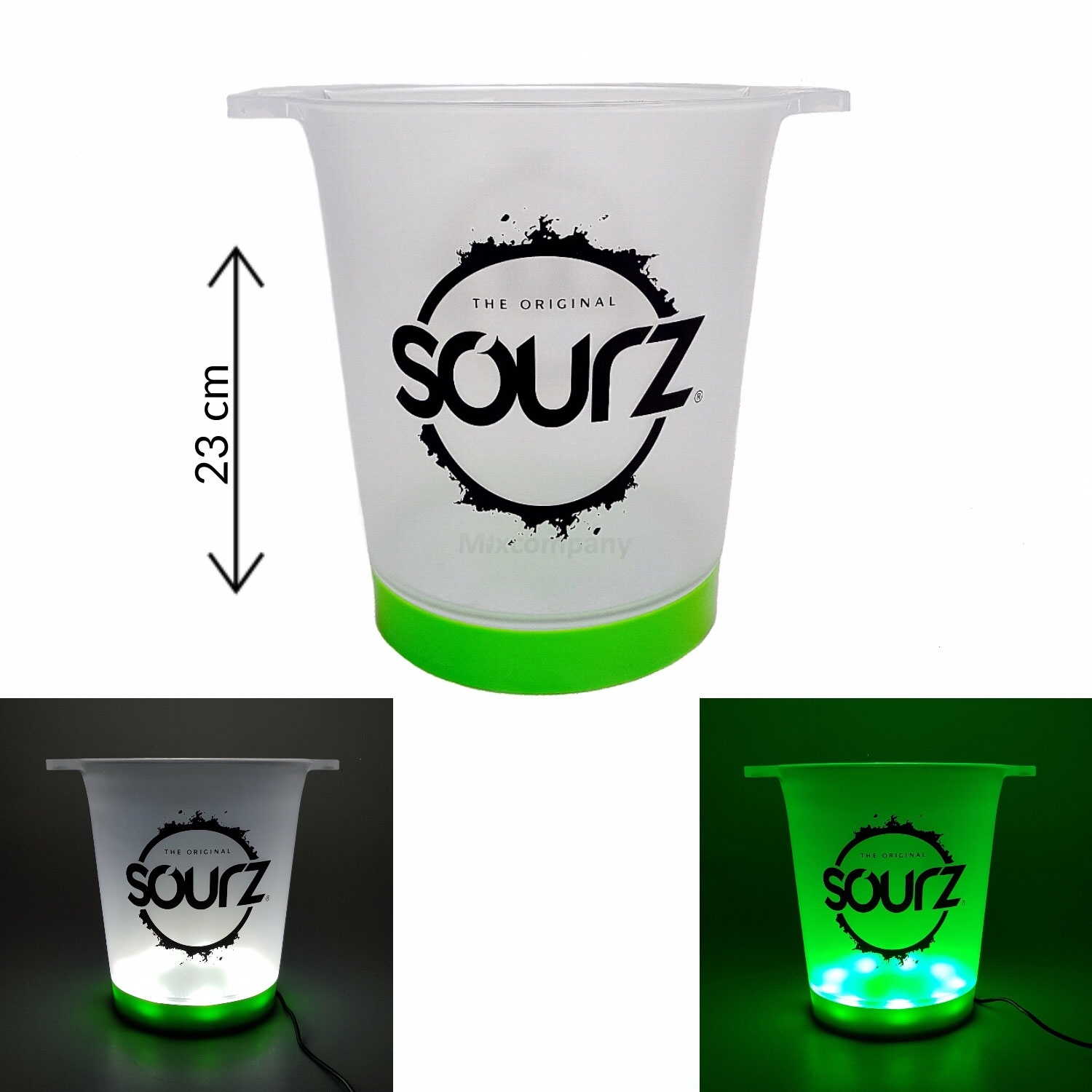 Sourz Kühler Flaschenkühler Eiskühler Getränkekühler Bar LED beleuchtet in grün und weiß