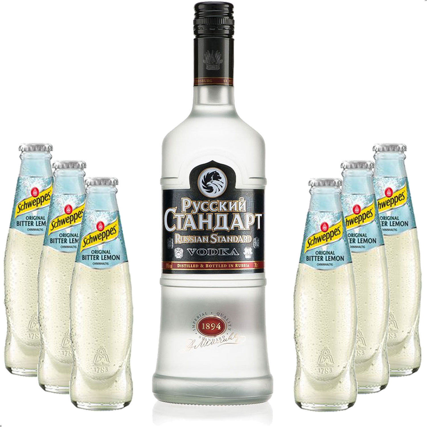 Vodka Lemon Set - Russian Standard Vodka 0,7l 700ml (40% Vol) + 6x Schweppes Bitter Lemon 200ml - Inkl. Pfand MEHRWEG