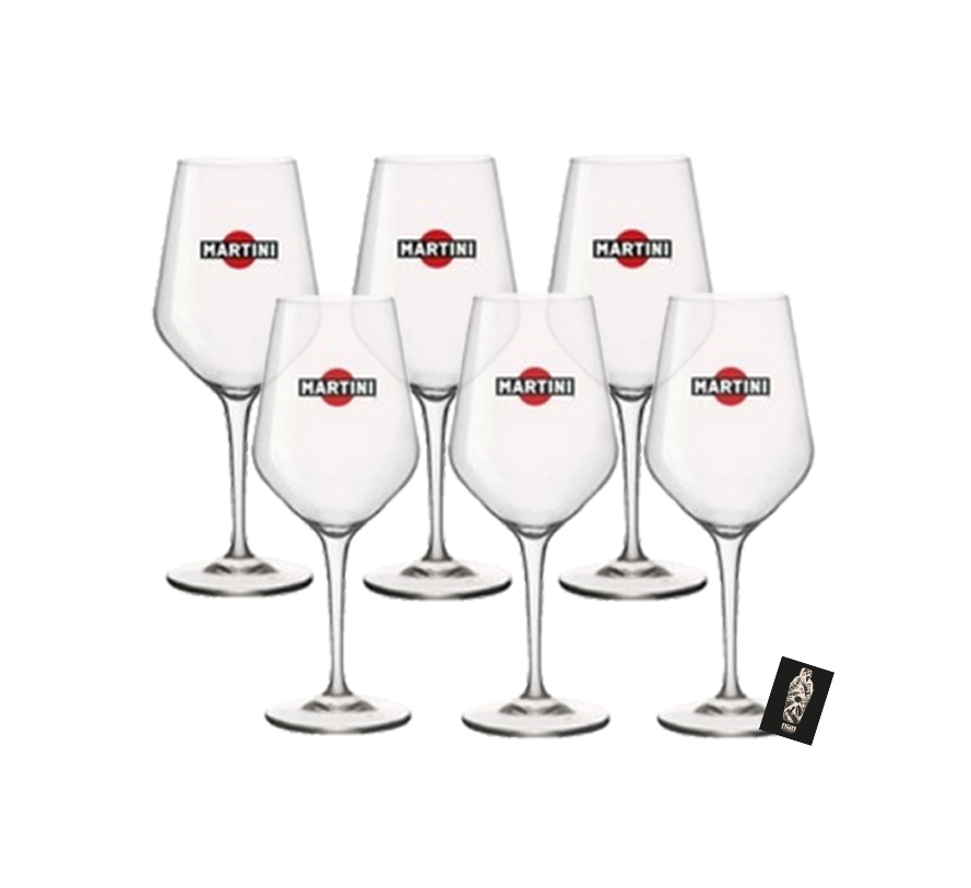 Martini Prosecco On Ice Glas 6er-Set Gläser 44cl Ballon Stiel Kelch Kugel Gläser Longdrink Cocktail