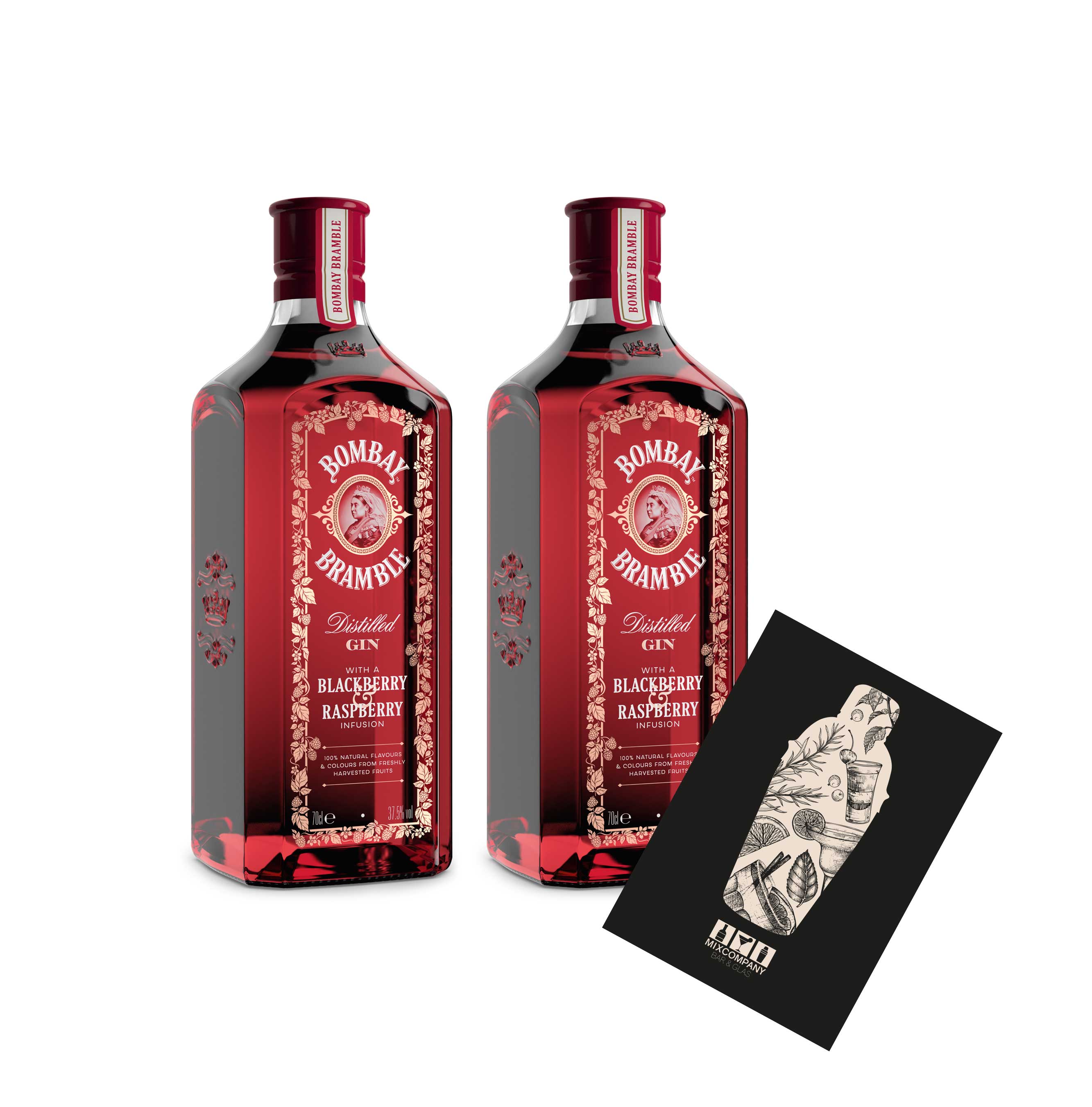Bombay Bramble 2er Set Distilled Gin 2x 0,7L (37,5% vol) Blackberry + Raspberry Infusion- [Enthält Sulfite]