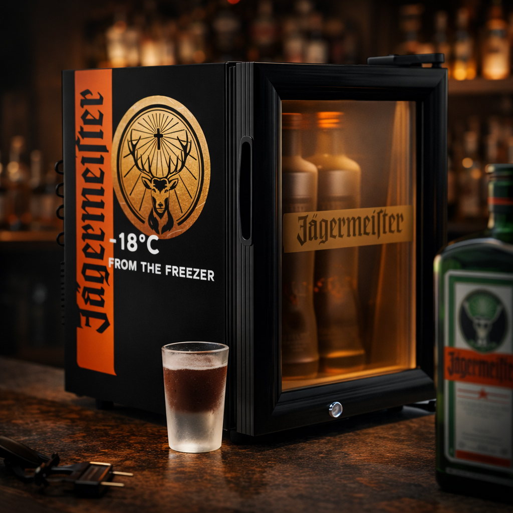 Jägermeister Mini Freezer 21L – Original Mini Kühlschrank / Gefrierschrank 45×52×56,5 cm