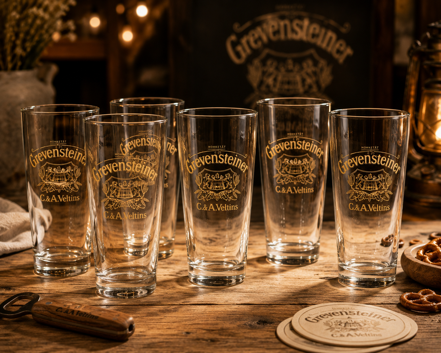 Grevensteiner Veltins Biergläser 0,2l - 6er Set Original Biergläser | Klassische Pintgläser aus Glas