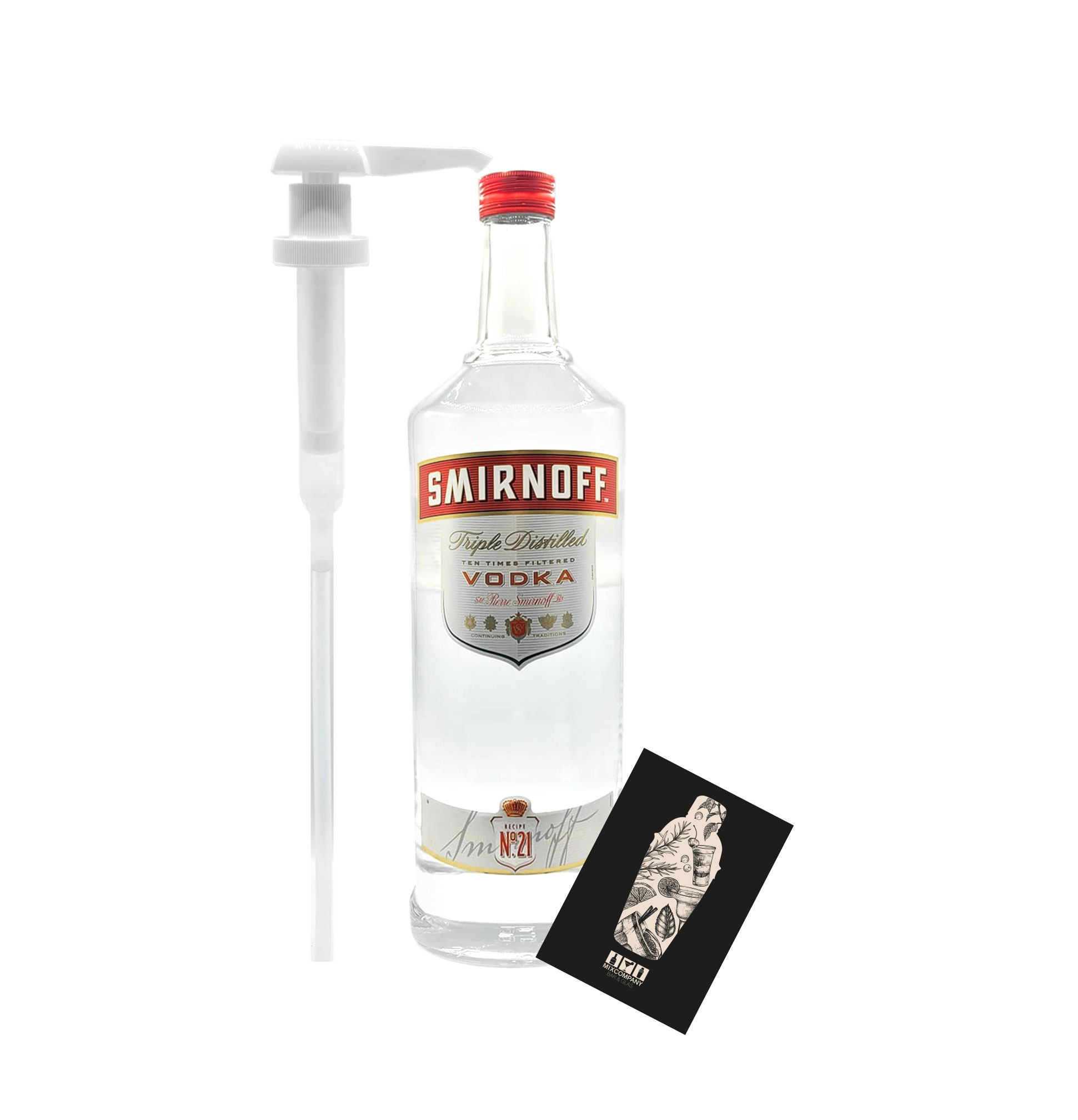 Smirnoff Vodka Magnum 3L (37,5% Vol) mit Smirnoff Pumpe Triple Distilled Wodka 3000ml Magnum Flasche XXL- [Enthält Sulfite]