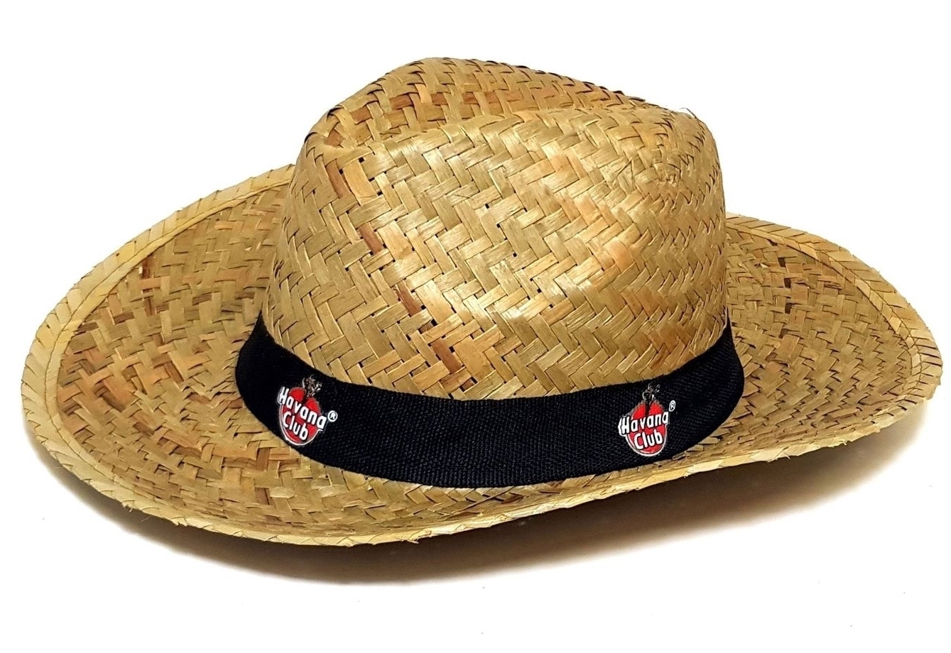 Havana Club Hut Strohhut Strandhut Partyhut Panamahut Sonnenhut in braun / schwarz/ gelb