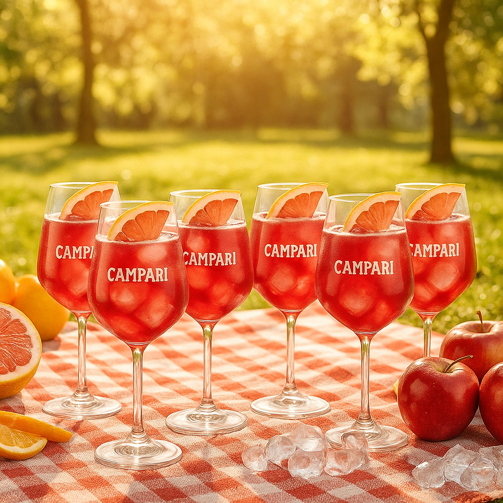 Campari Weingläser – 6er Set | Original Campari Aperitivo Gläser | Premium Cocktail- & Spritzgläser für Sommerdrinks