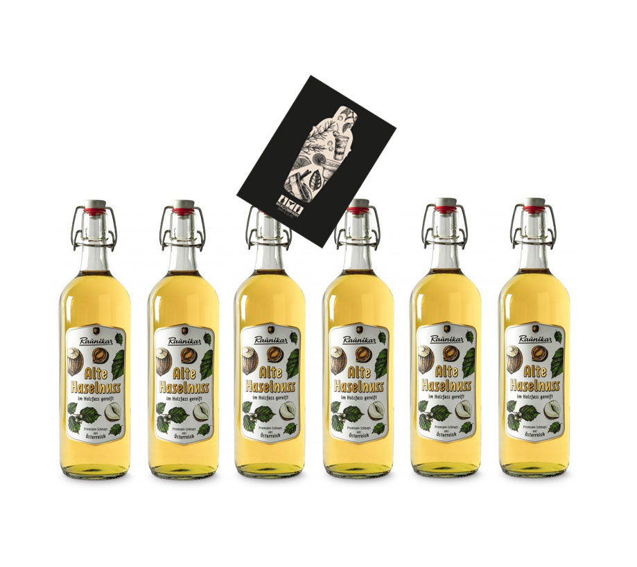 Raunikar - 6er Set Alte Haselnuss Schnaps - 6x 1L (38% Vol)- [Enthält Sulfite]