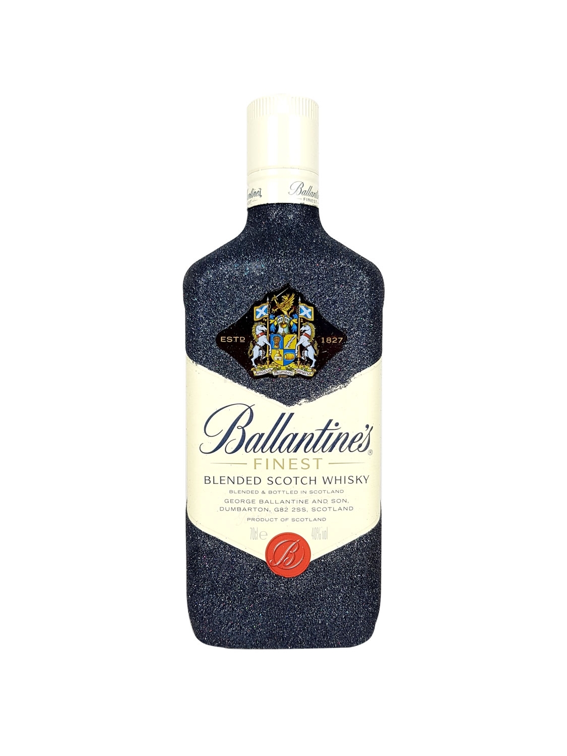 Ballantines Finest Blended Scotch Whisky 0,7l 700ml (40% Vol) Bling Bling Glitzerflasche in schwarz -[Enthält Sulfite]