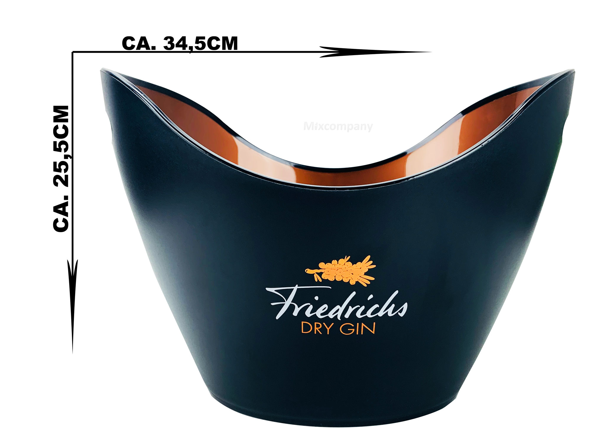 Friedrichs Gin - Flaschenkühler Ice Bucket Flaschen Kühler Eiswürfelbehälter schwarz - ca. 34,5x25,5cm