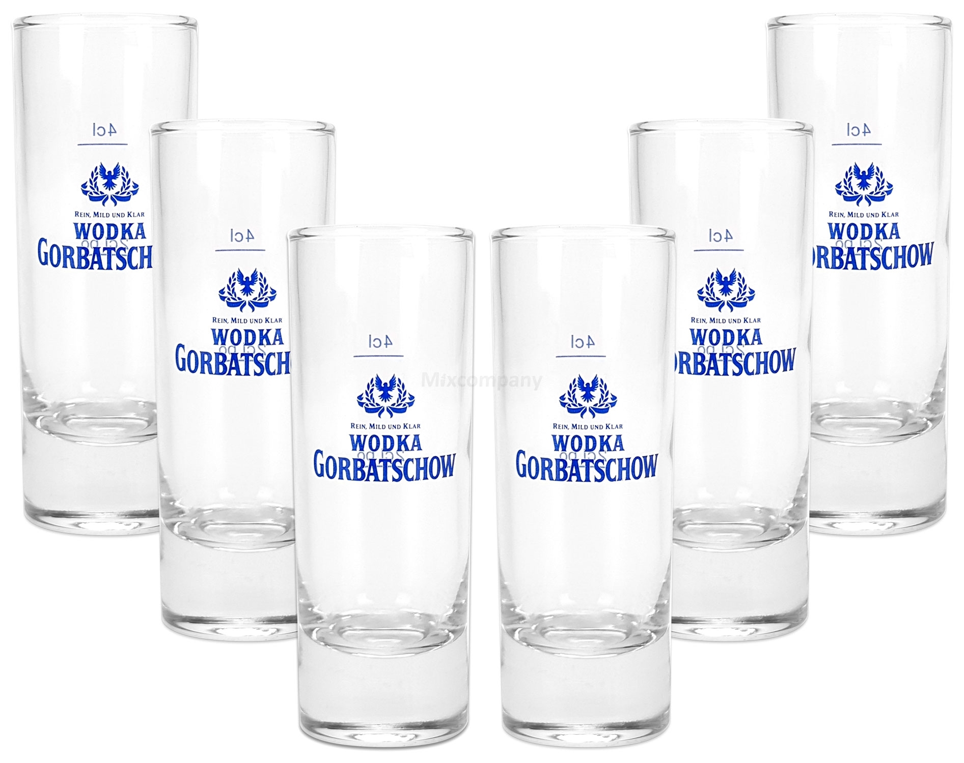 Wodka Gorbatschow Vodka Shotglas Glas Gläser Set - 4x Shotgläser 2/4cl geeicht