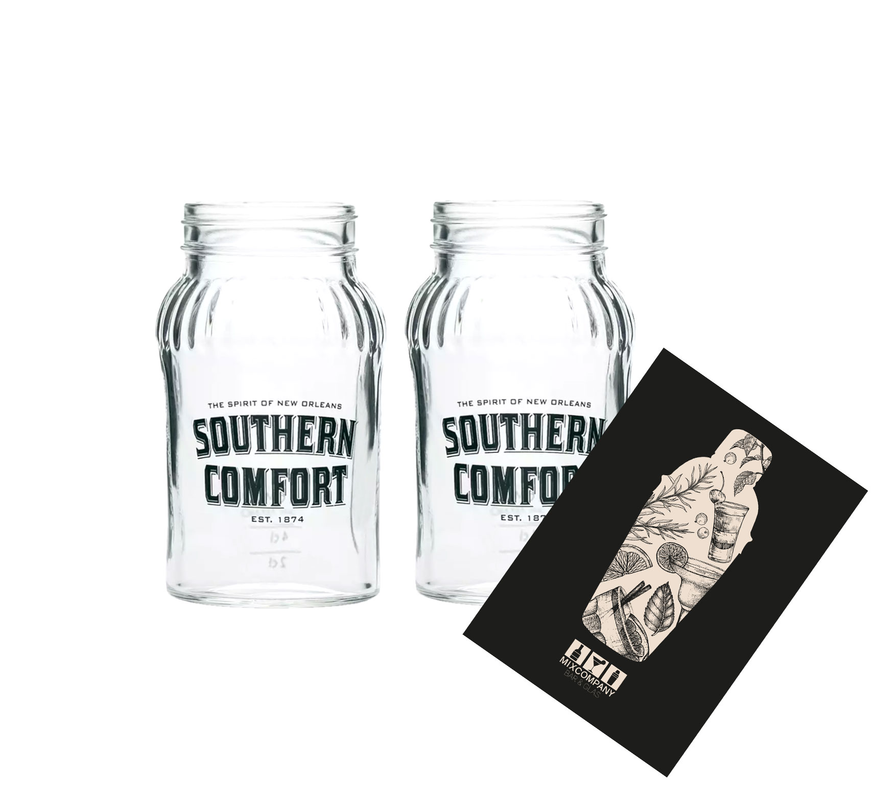 Southern Comfort 2er Set Lynchburg 2x Glas Gläser Bar Cocktail / Marmeladenglas 