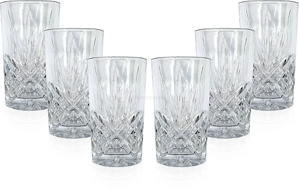 Mixcompany Longdrinkglas - 6er Longdrink Gläser Set - 6x Kristall Design Glas