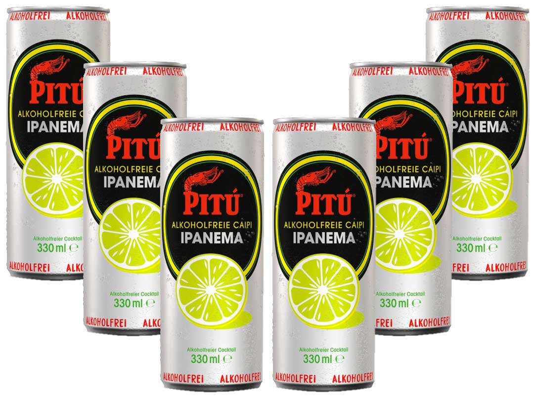 Pitu Ipanema 6er Set alkoholfreier fertig Cocktail 6x 0,33L ready to drink ohne Alkohol inklusive Pfand EINWEG
