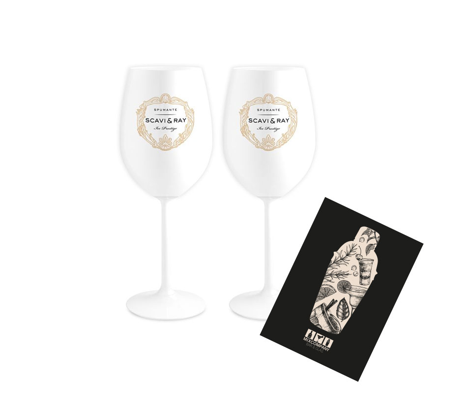Scavi & Ray ICE Glas 2er Set Gläser - 2x Sekt / Prosecco / Champagner / Wein ICE Gläser weiss
