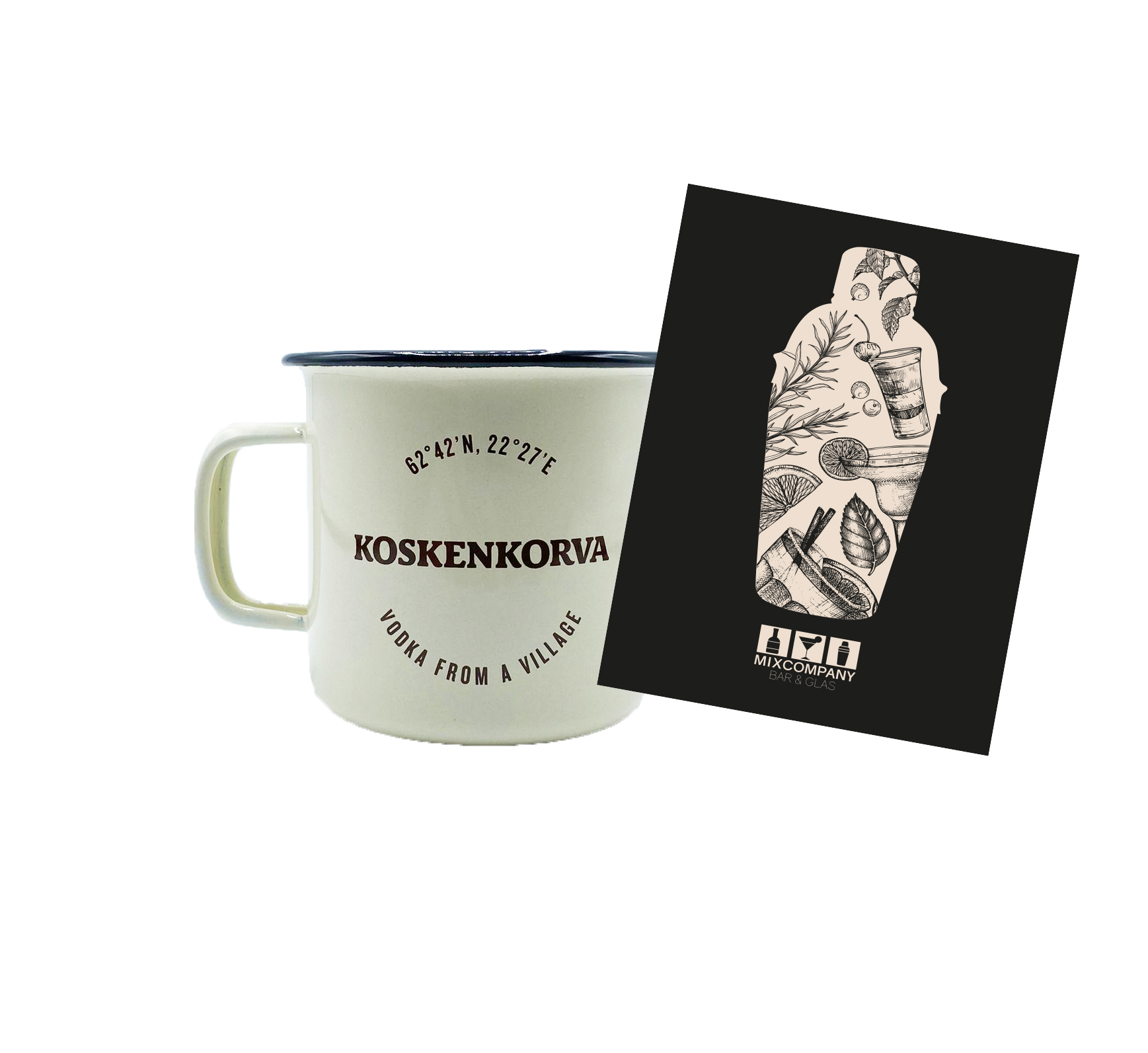 6er Koskenkorva Vodka form a village Tasse Glas Wodka aus Metall Moscow Mule Weißer Becher 