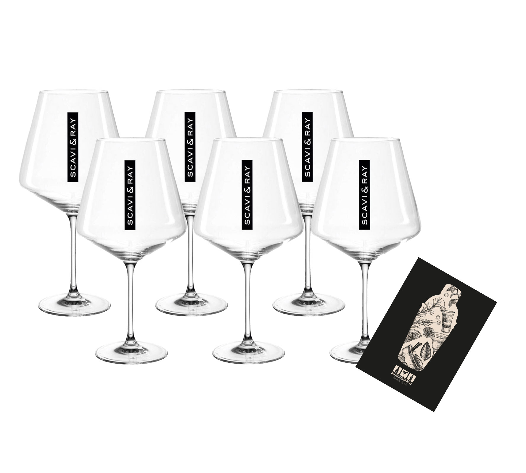 Scavi & Ray Weingläser NEU - 6er Set Glas / Gläser für Prosecco / Champagner / Wein Gläser Klar mit 0,2L Eichung 