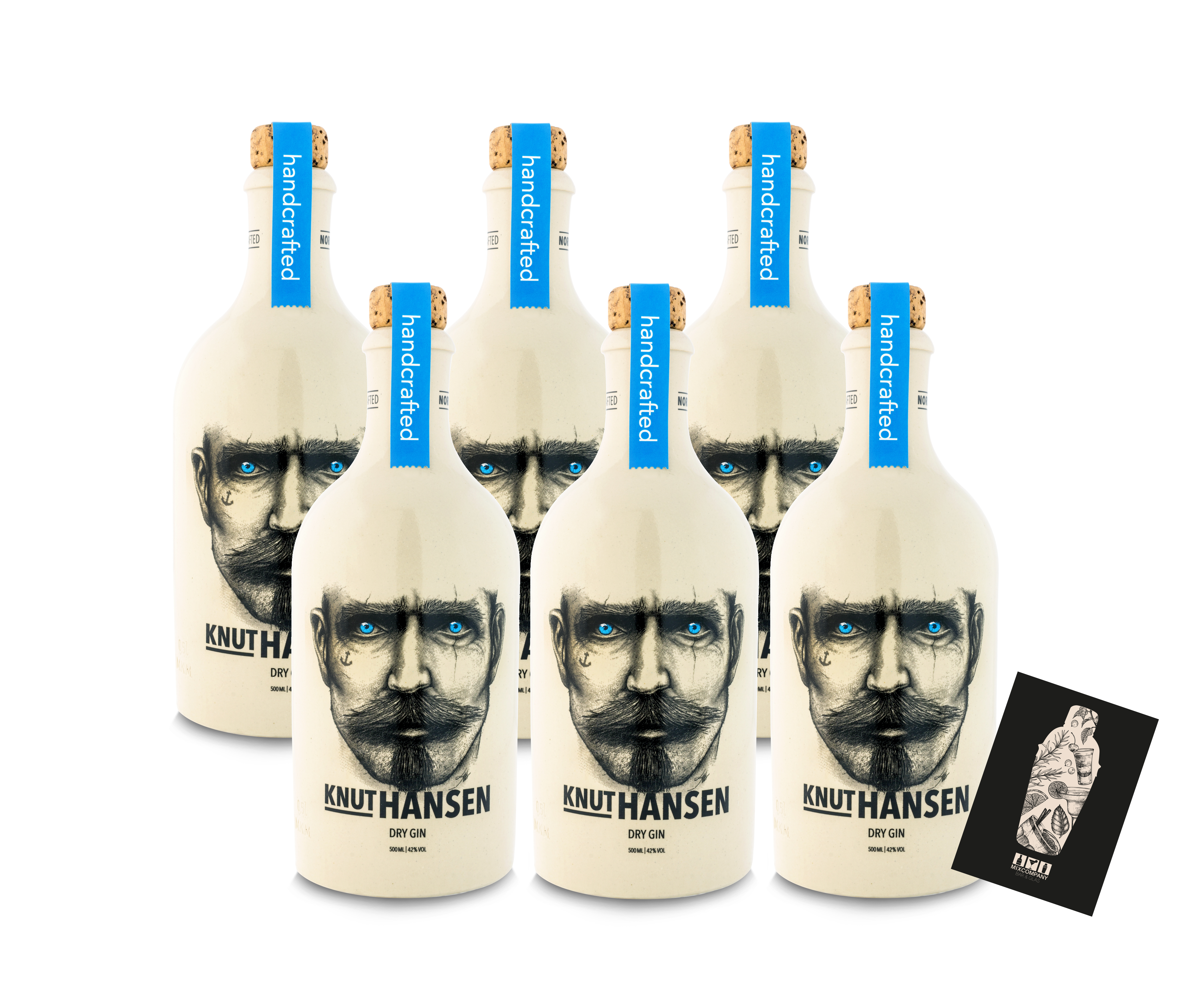 Knut Hansen 6er Set Hamburg Dry Gin 6x 0,5L ( 42% Vol) handcrafted Bottle - [Enthält Sulfite]