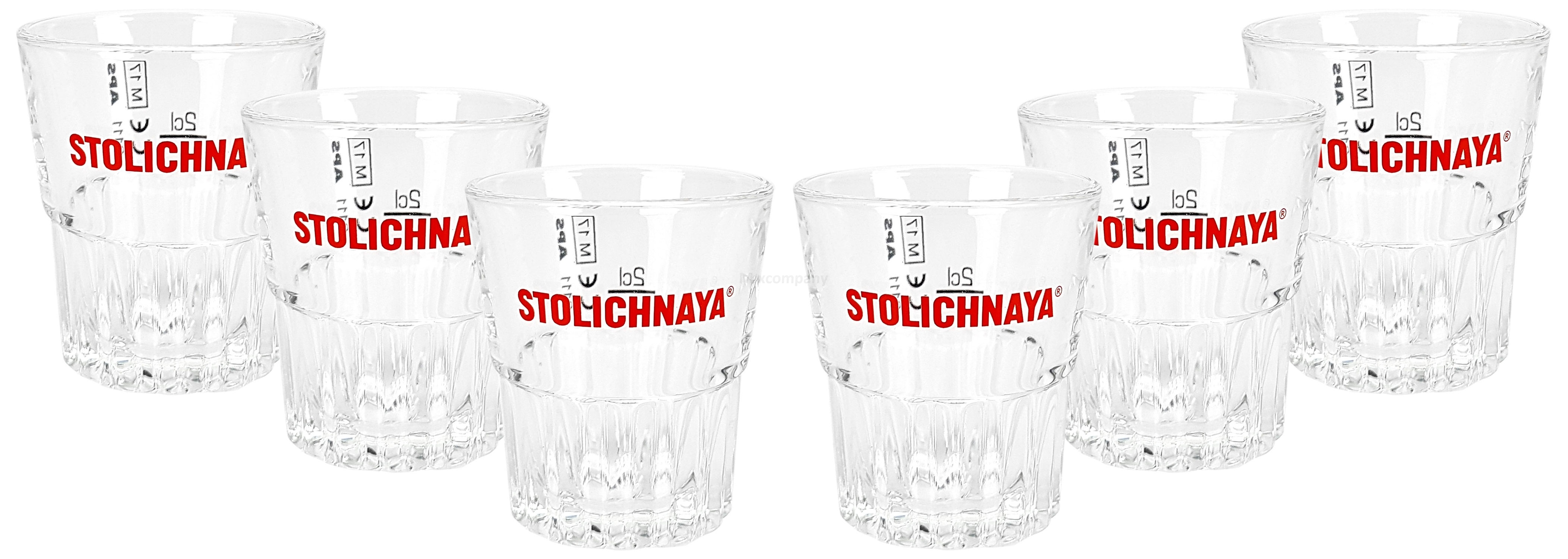 Stolichnaya Shotglas Glas Gläser Set - 6x Shotgläser 2cl geeicht