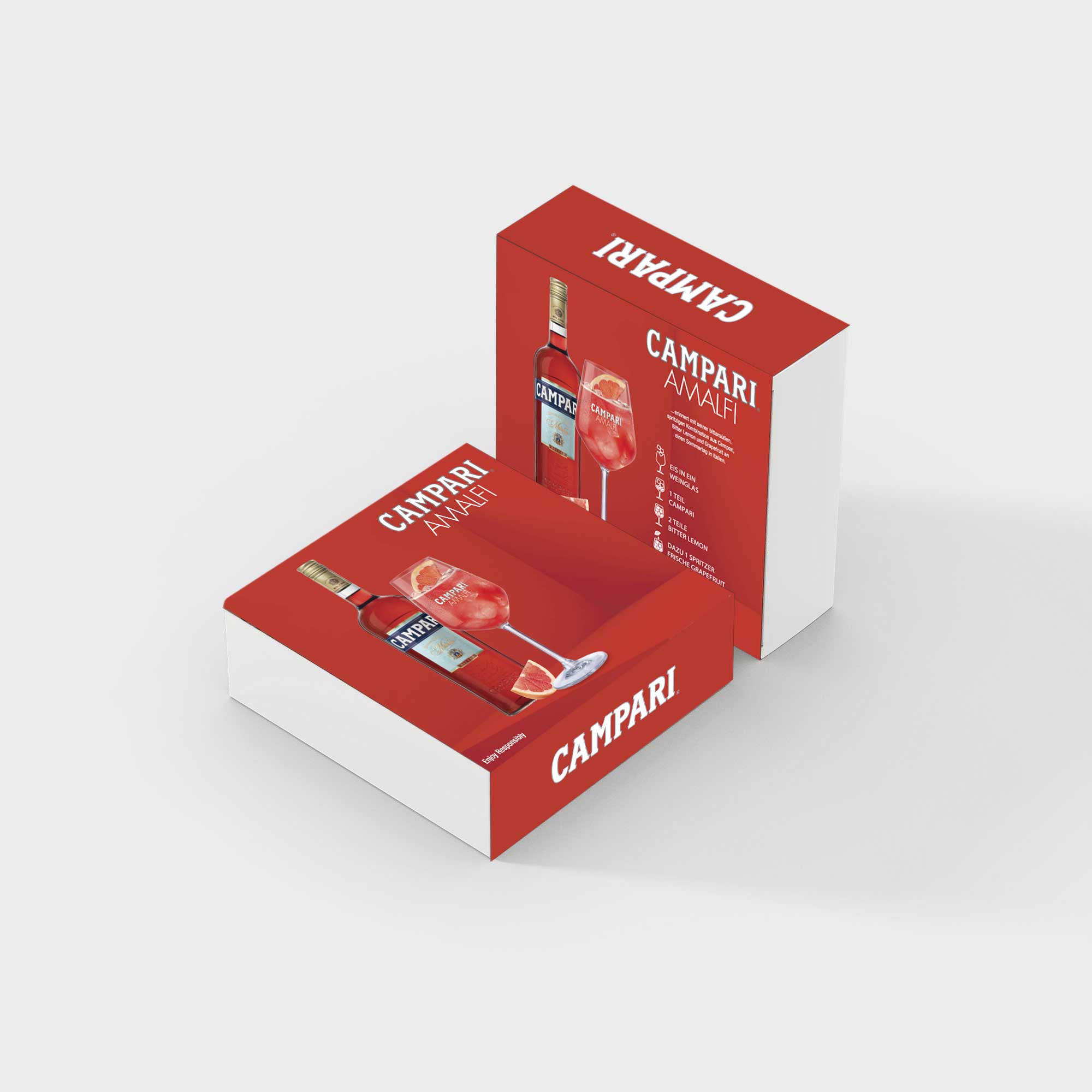 Campari Amalfi Geschenkset - Campari Aperitif 0,7L (25% Vol) mit 2x Wein Gläser + 2x Schweppes Bitter Lemon in Giftbox inkl. Pfand MEHRWEG - [Enthält Sulfite]