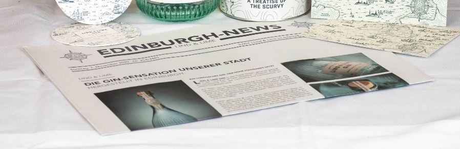 Lind & Lime Geschenkset - Gin 0,7L (44% Vol) mit 2x Scavi Ice Prestige 0,2L (12% Vol) + Lind & Lime Edinburgh News Zeitung - [Enthält Sulfite]