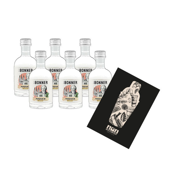 The Bonner Gin Miniatur 6x 50ml (41% Vol) Premium Dry Gin Mini- [Enthält Sulfite]