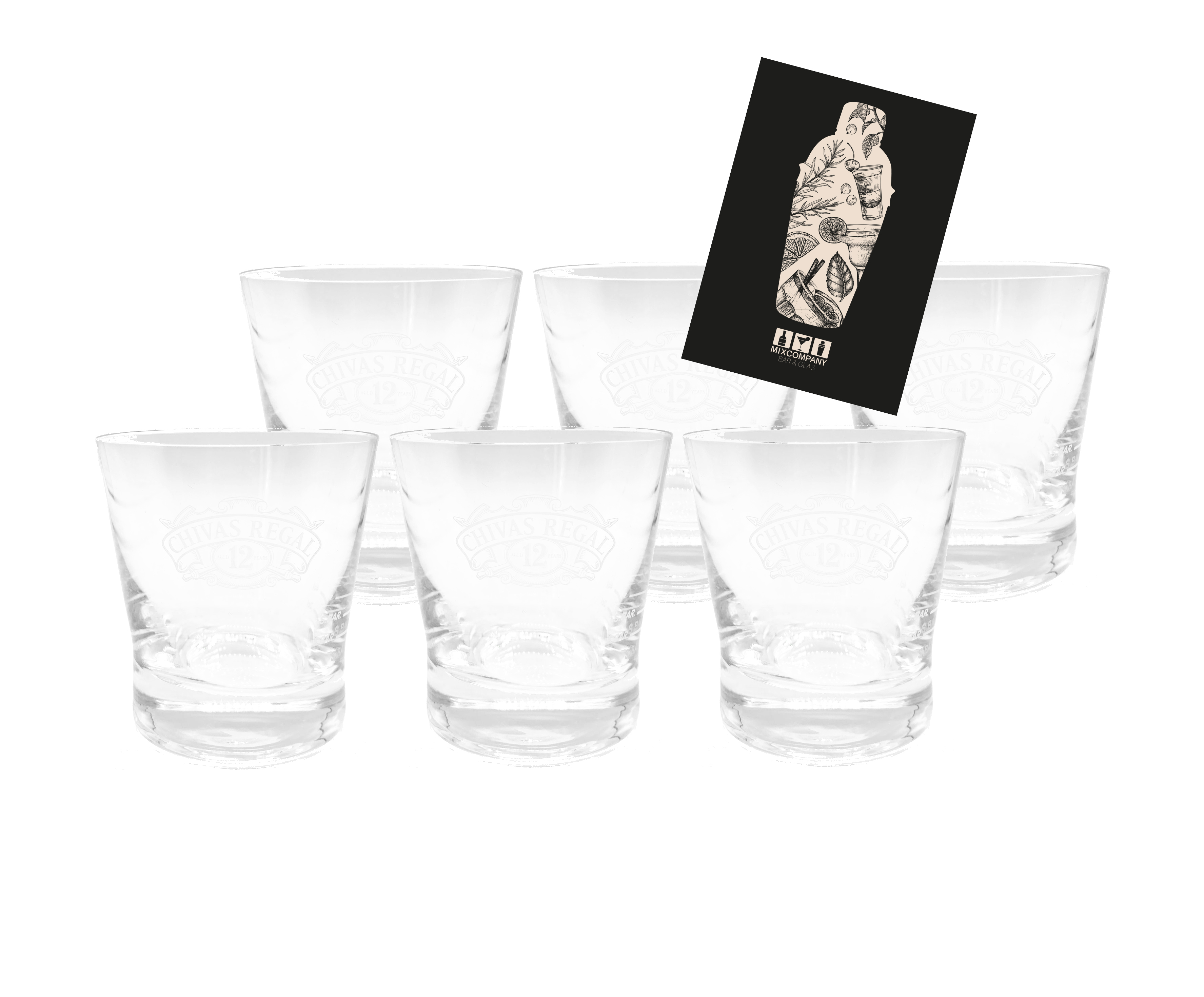 Chivas Regal Whiskey Glas Gläser Tumbler Set - 6x Gläser geeicht 2cl/4cl