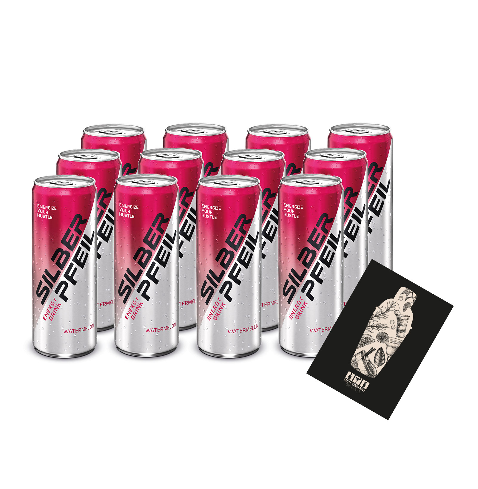 Silberpfeil 12er Set Energy Drink Watermelon Wassermelone 12x 0,25L inkl. Pfand EINWEG