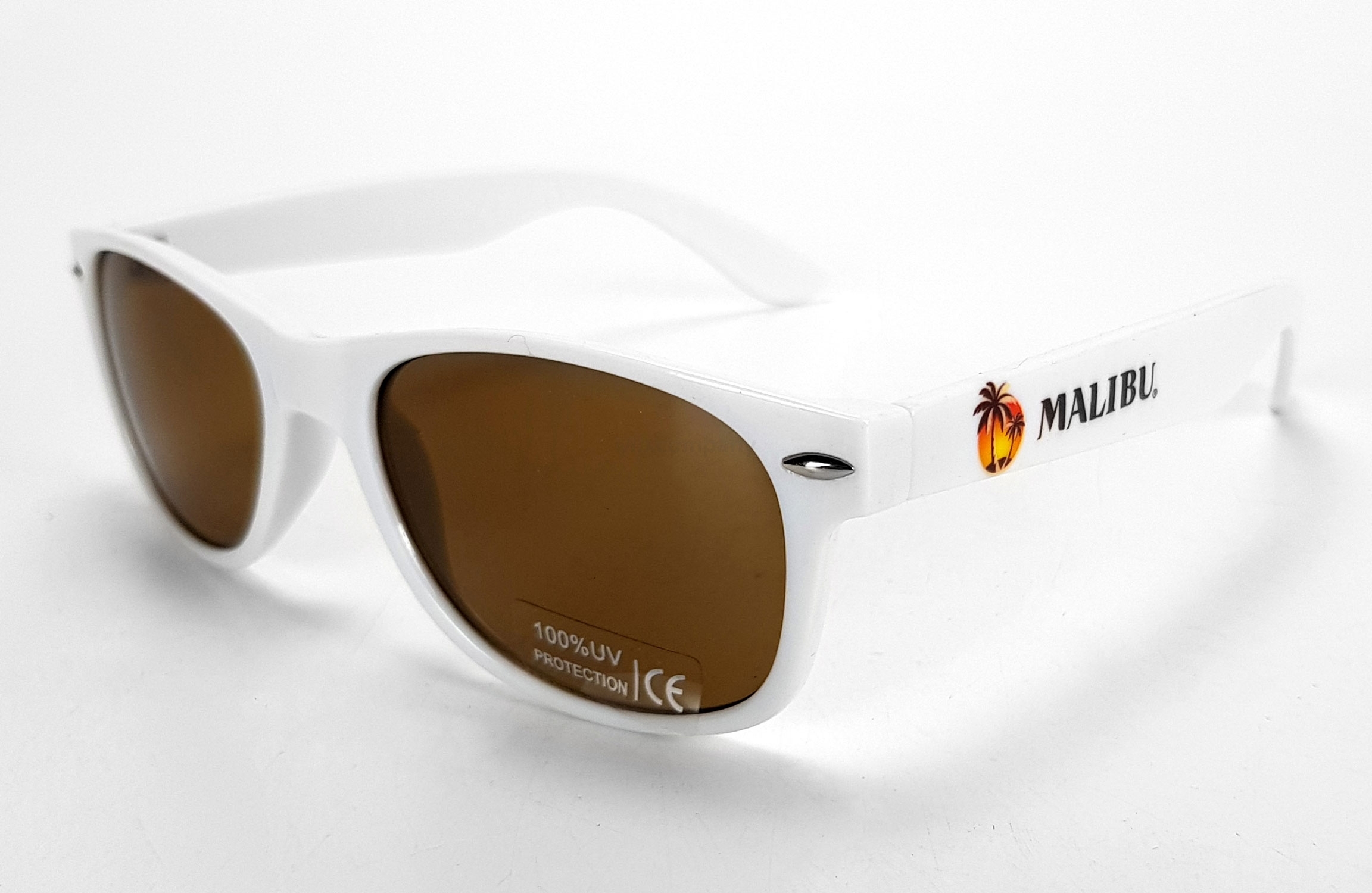 3x Malibu Sonnenbrille Nerd Party Brille weiß mit 400 UV Schutz 100 % Kunststoff 3 x