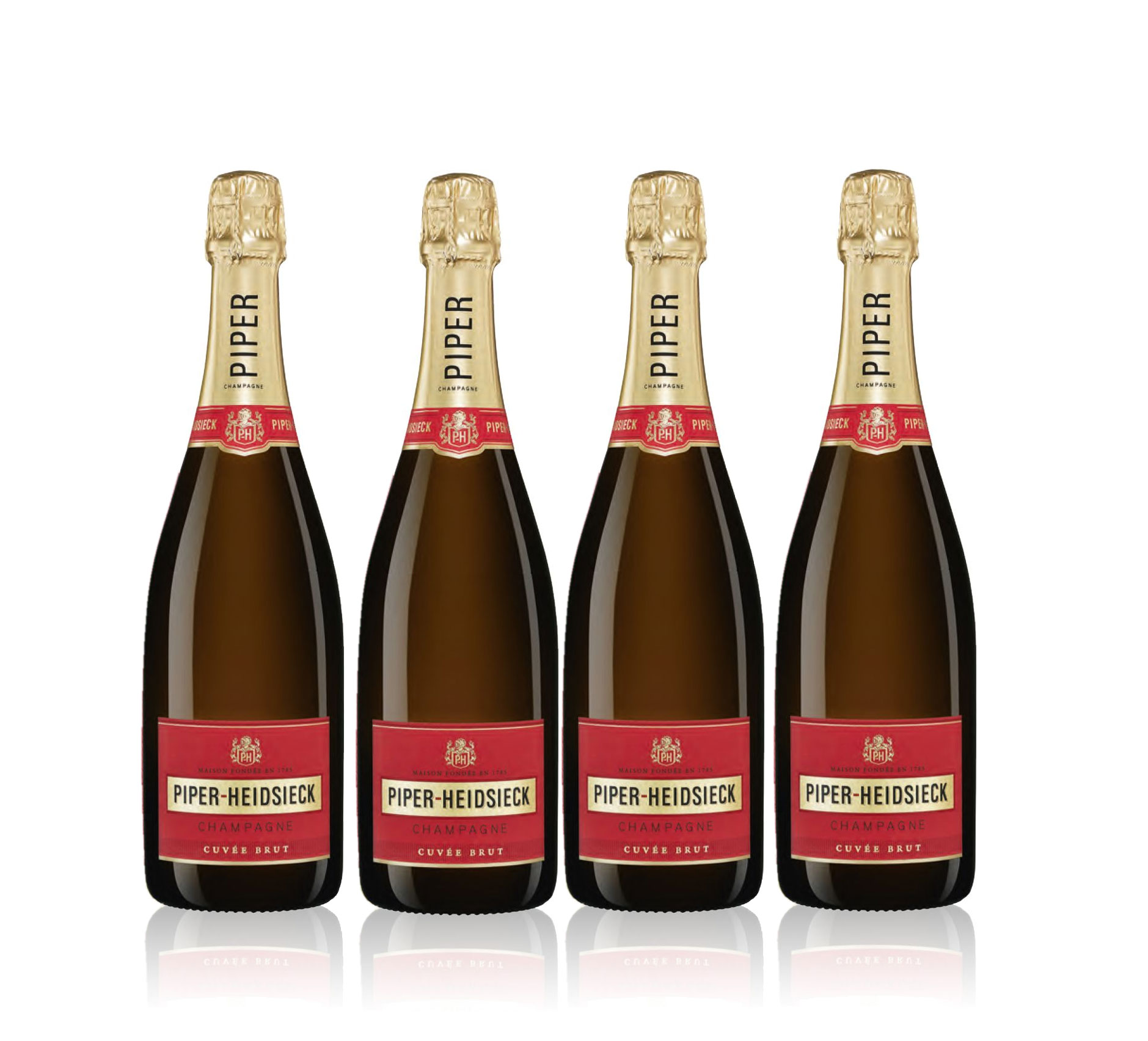 Piper Heidsieck 4er Set Cuvee Brut Champagner 4x 0,75l (12% Vol) Champagner- [Enthält Sulfite]