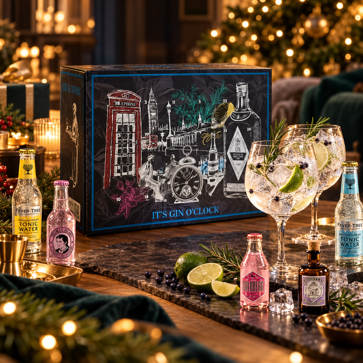 Gin & Tonic Adventskalender – 12 Premium Gins & 12 Tonics | Exklusives Probier-Set für Genießer | Gin & Tonic Adventskalender
