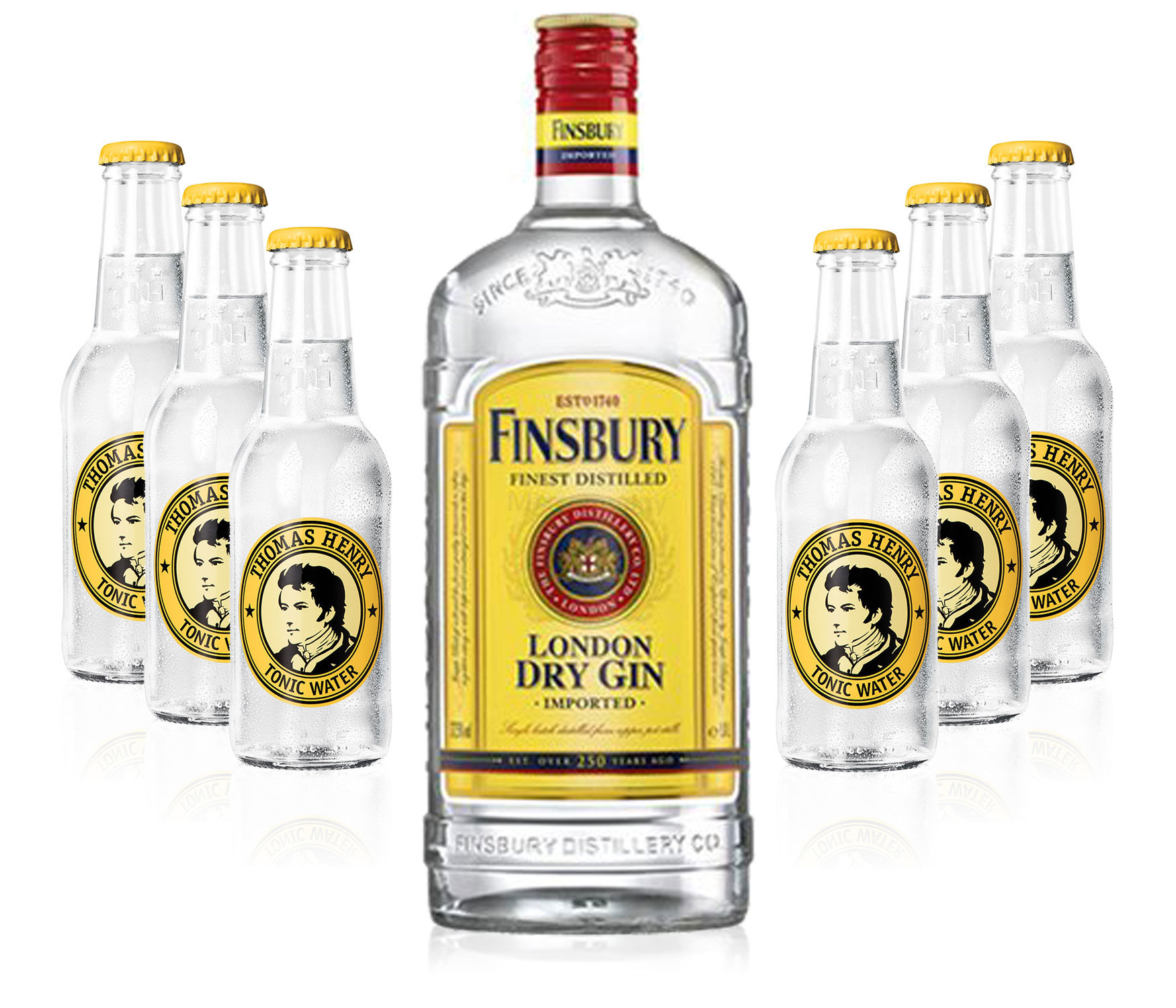 Gin Tonic Set - Finsbury London Dry Gin 0,7l 700ml (37,5% Vol) + 6x Thomas Henry Tonic Water 200ml - Inkl. Pfand MEHRWEG