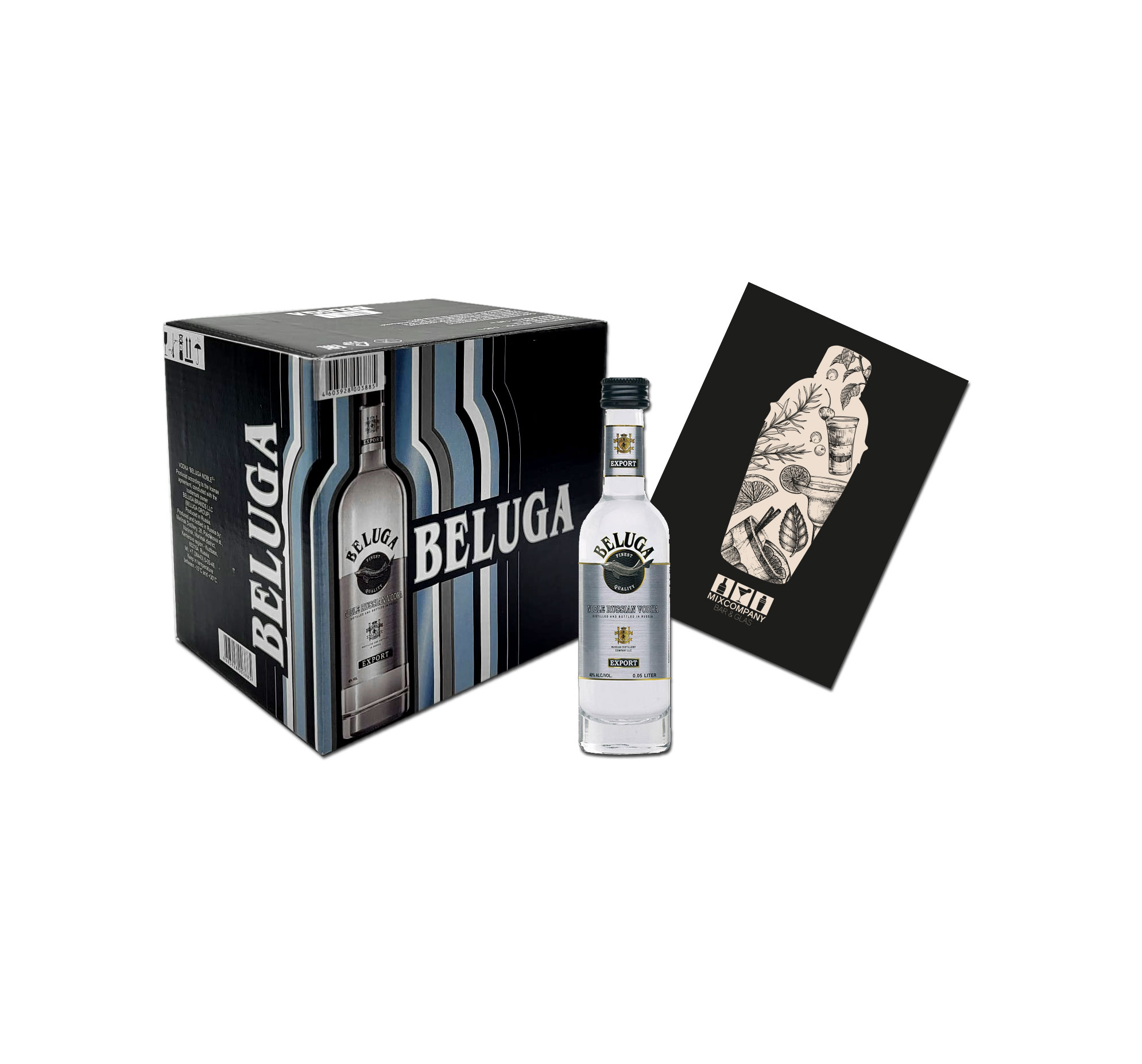 Beluga Vodka Miniaturen Set 12x 50ml (40% Vol) Beluga 12er Set 5cl Mini - [Enthält Sulfite]