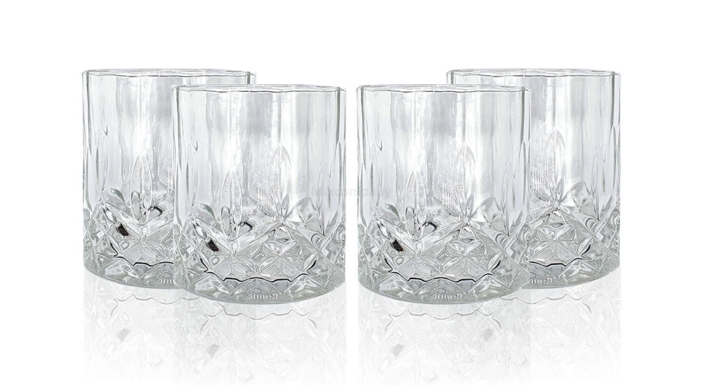 Mixcompany Tumbler Glas / 4er Gläser Set - 4x Whisky Tumbler / Kristall Design Whiskey Glas