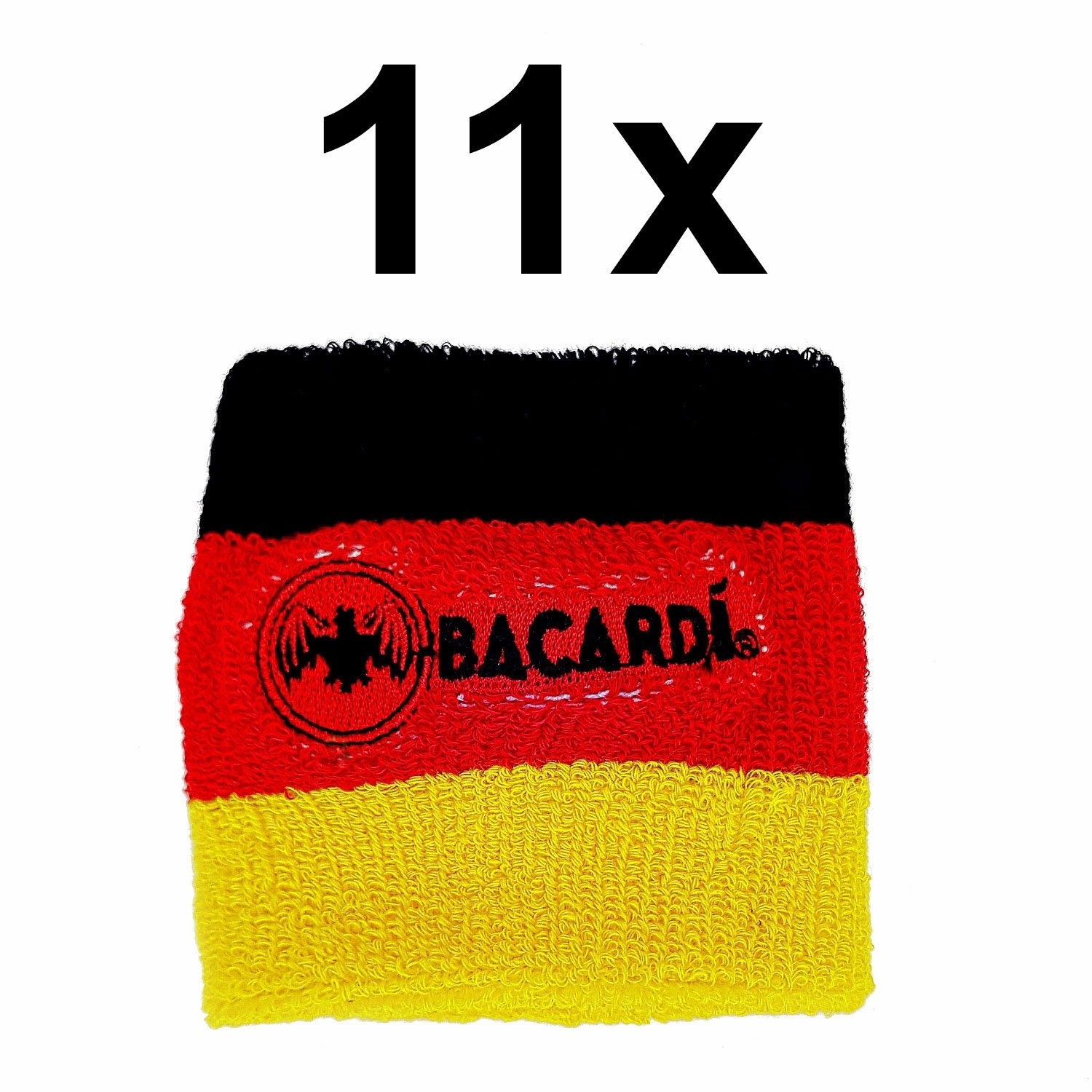 Deutschland Fussball EM WM 11x Bacardi Kapitänsband Armband Schweißband in schwarz,rot,gold Nationalmannschaft 