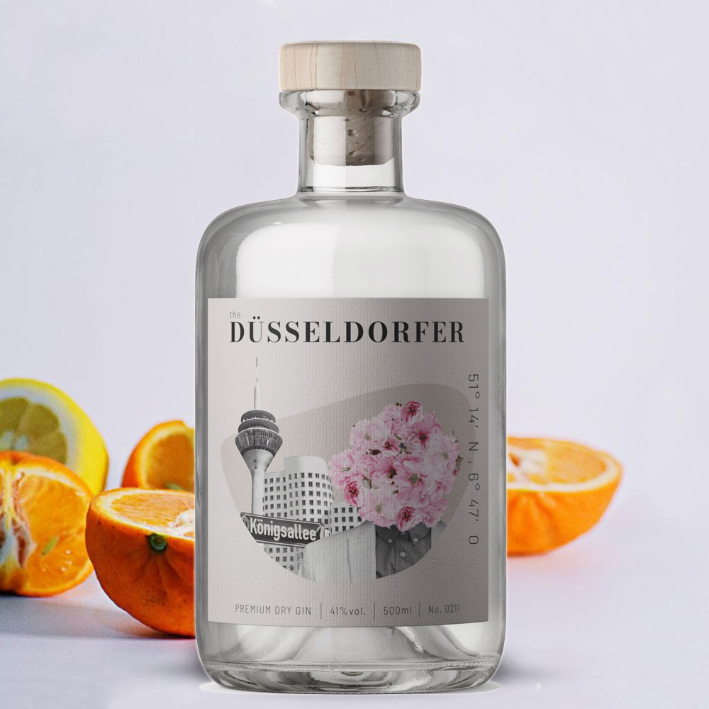 THE CITY GIN’S – Düsseldorfer Gin 0,5 l – Premium Dry Gin 41 % Vol – handcrafted Botanicals – urbaner Genuss mit rheinischem Charme - [Enthält Sulfite]