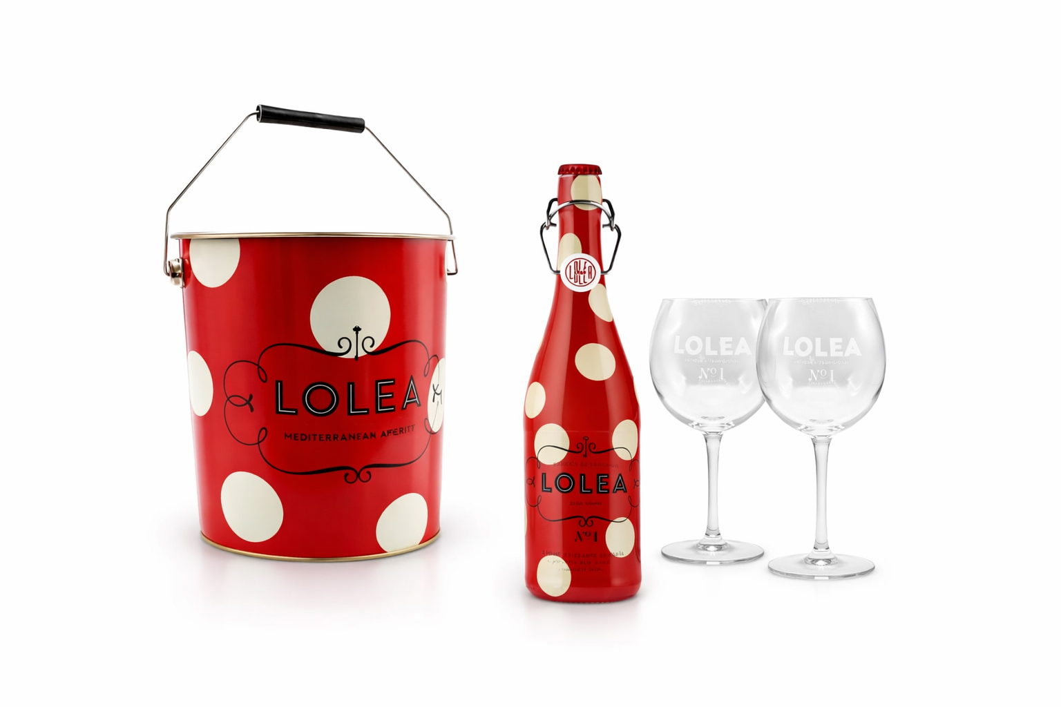 LOLEA Sangria Set N°1 Rot – Kühler mit Henkel, 2 Ballongläser & Sangria Rotwein 0,75 l (7 % Vol.) | Premium Sangria aus Cabernet Sauvignon & Tempranillo | Enthält Sulfite