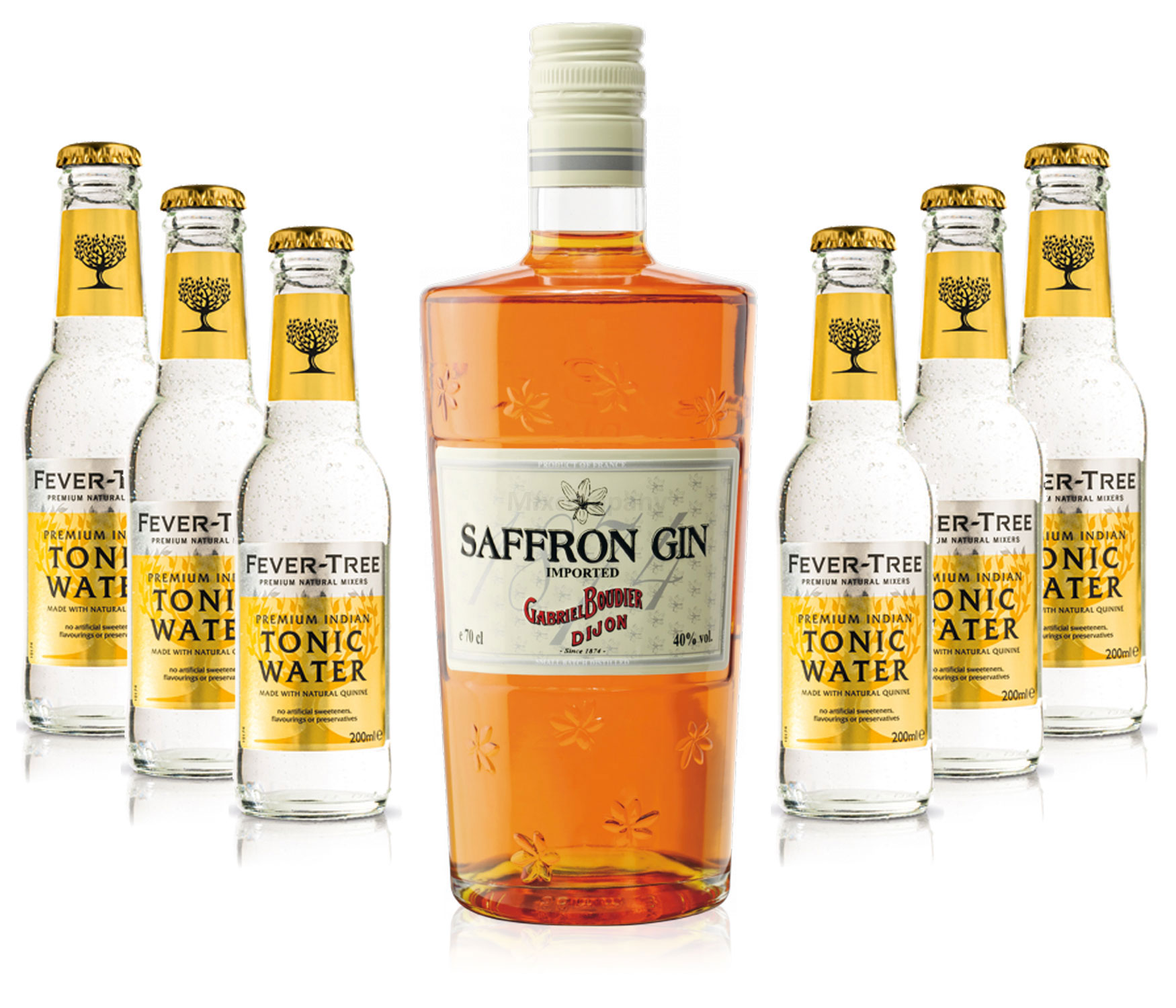 Gin Tonic Set - Saffron Gin 0,7l 700ml (40% Vol) + 6x Fever Tree Tonic Water 200ml inkl. Pfand MEHRWEG