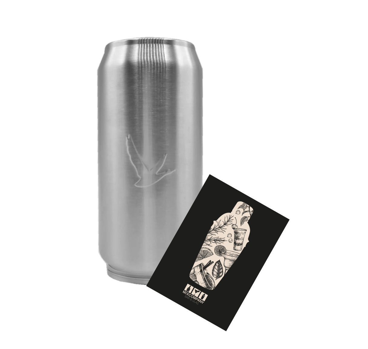 Grey Goose Vodka Longdrink Glas Metall Edelstahl Becher Tasse Dosenform mit beidseitigem Logo