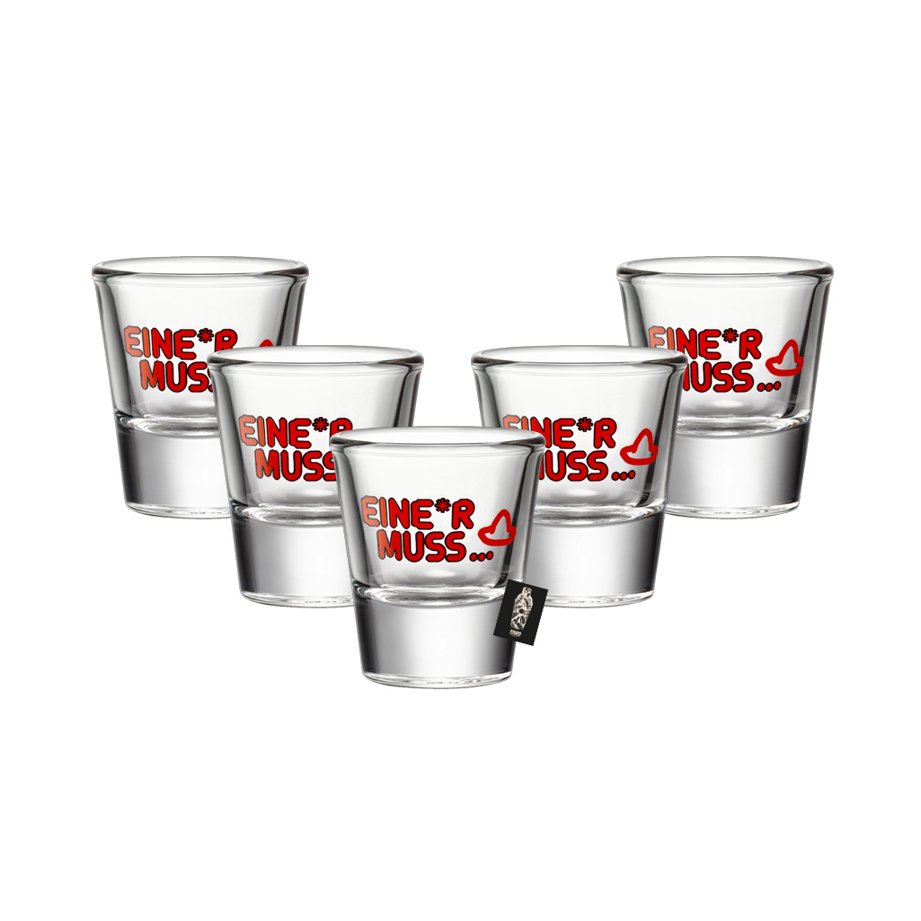 Sierra Tequila 6er-Set Shotglas 6 x ´Eine*r muss...` Glas geeicht 2cl 