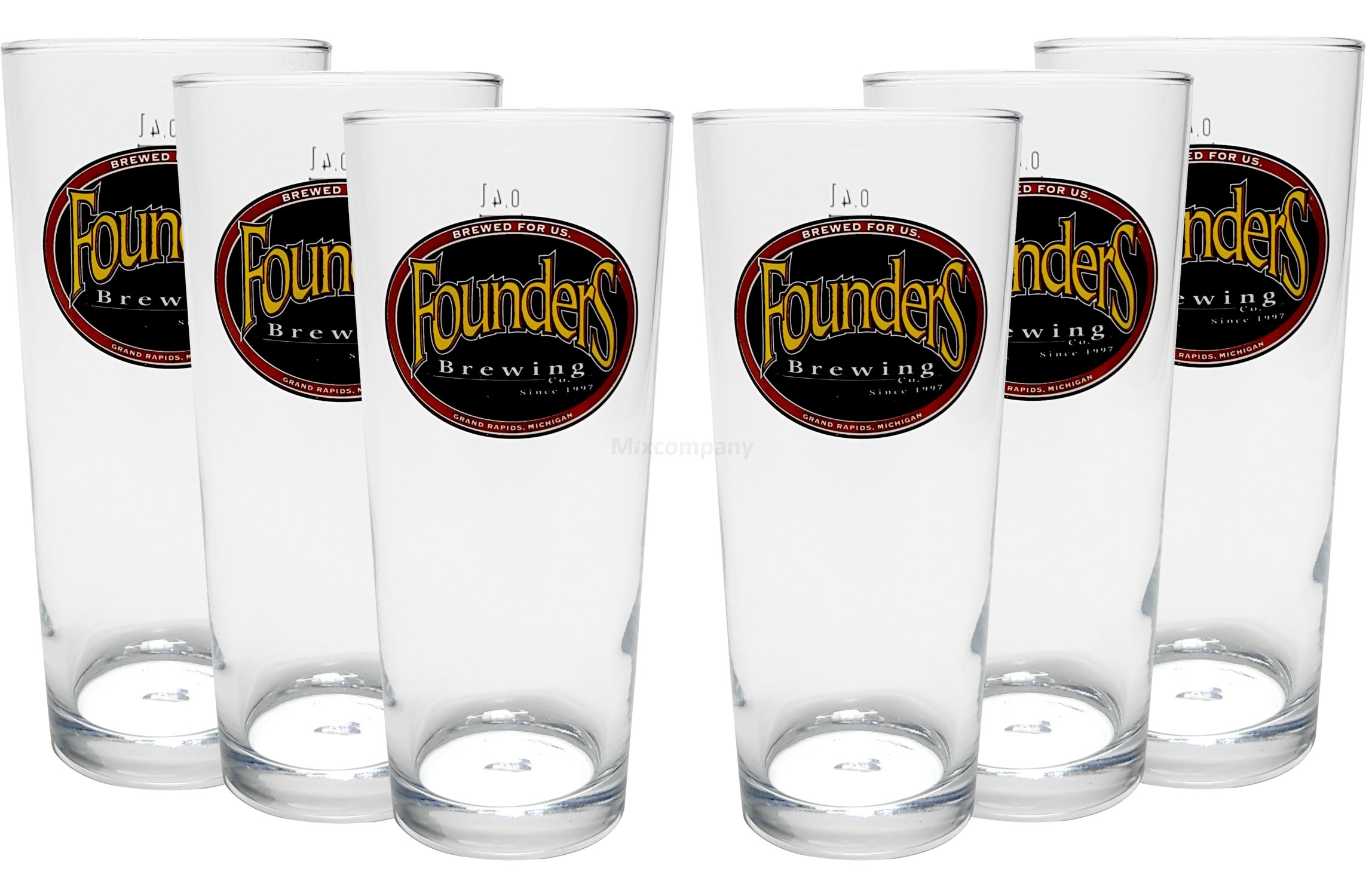 Founders Bierglas Bar Cocktail Longdrink Gläser-Set - 6x Gläser 0,4L geeicht