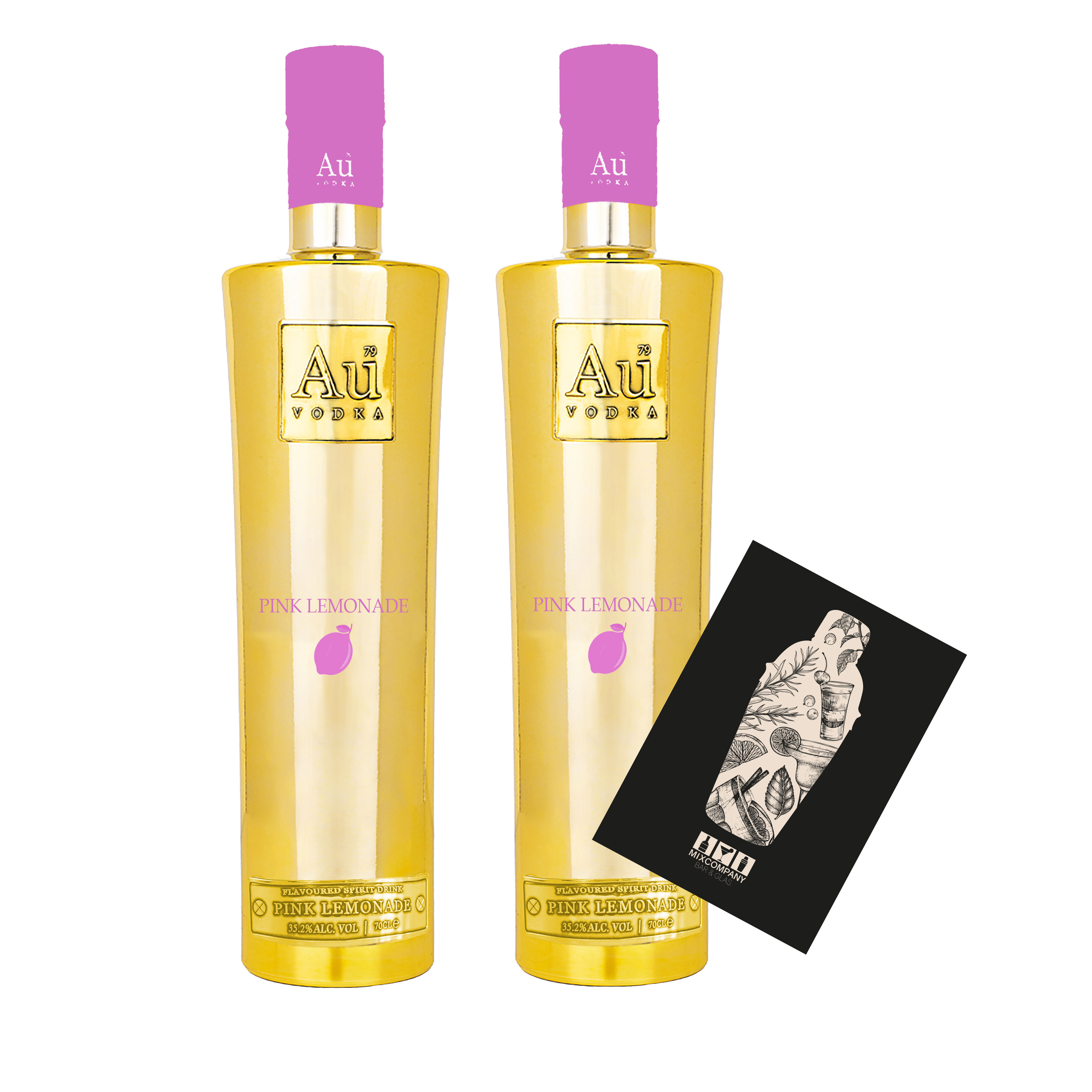 Au Vodka 2er Set Pink Lemonade 0,7L (35,2% Vol) 2x aromatisierte Wodka Spirituose Zitrone- [Enthält Sulfite]