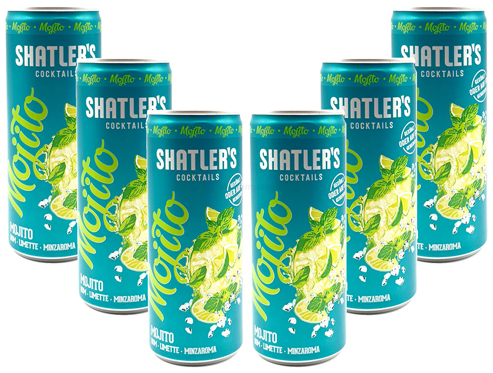 Shatlers Cocktail - 6er Set Shatlers Mojito 0,25L (10,1% Vol) inklusive Pfand EINWEG - Shatlers Cocktail - Ready to Go- [Enthält Sulfite]
