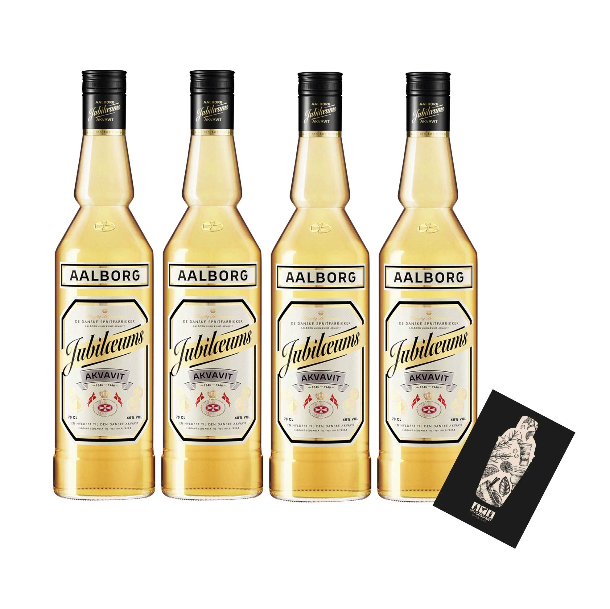 Aalborg 4er Set Jubilaeums Akvavit 4x 0,7L (40% Vol) Aquavit aus Dänemark- [Enthält Sulfite]