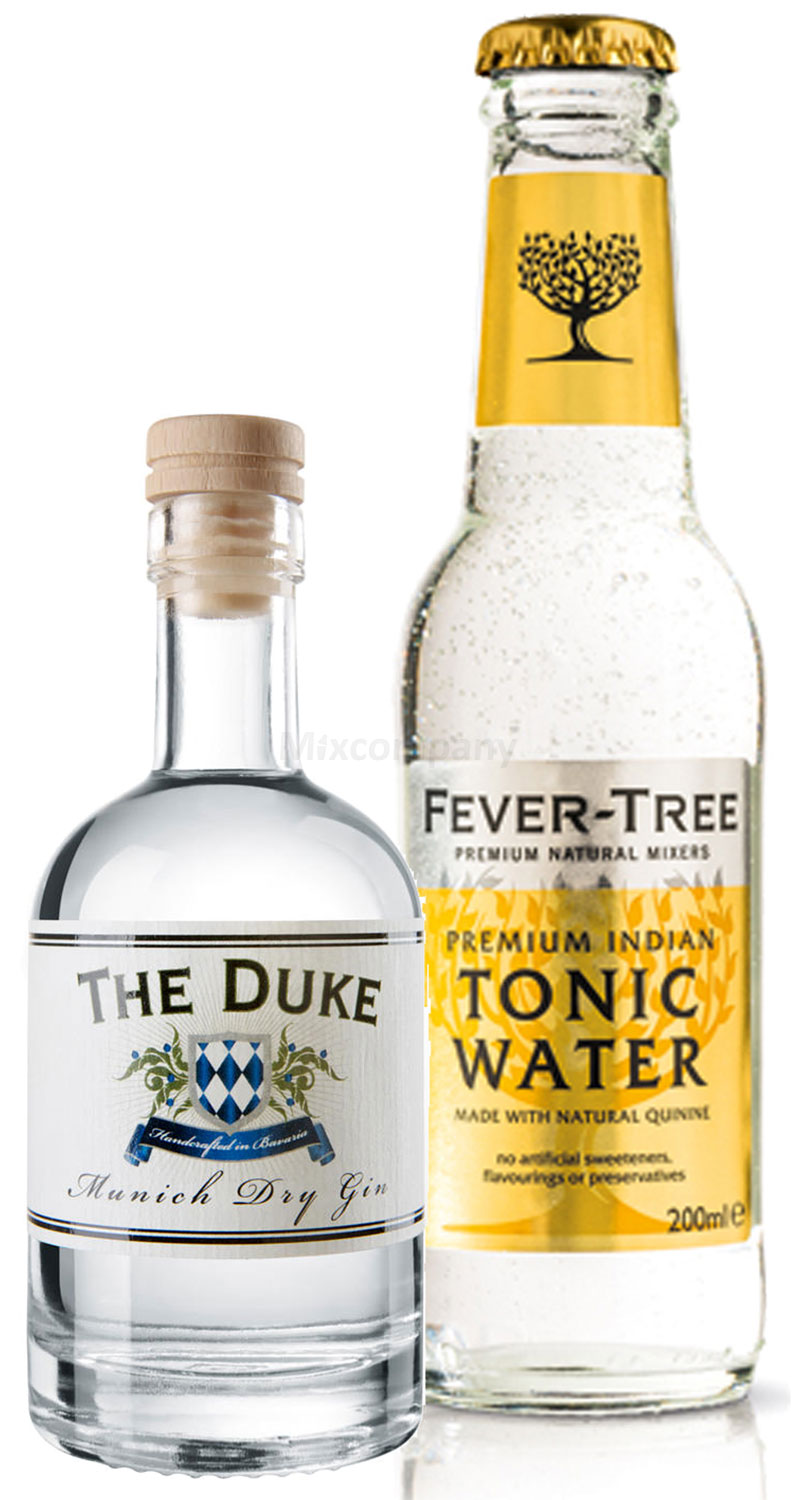 Gin Tonic Probierset - The Duke Munich Dry Gin 50ml (45% Vol) + Fever-Tree Tonic Water 200ml inkl. Pfand MEHRWEG