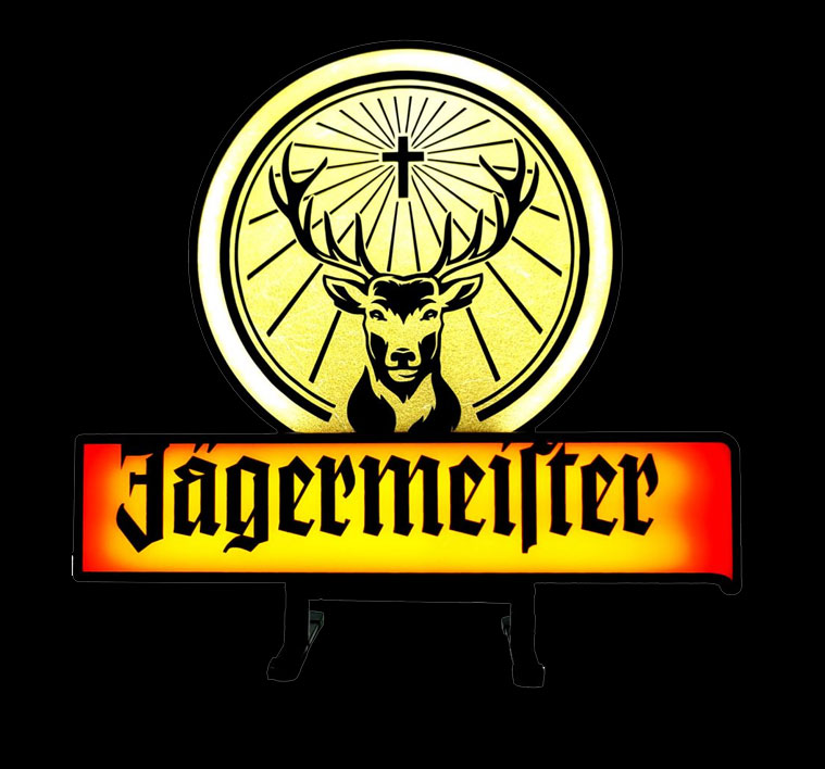 J ä g e r m e i s t e r Leuchtschild Werbeschild Werbetafel Leuchtreklame LED Beleuchtet mit Netzteil - ca. 30 x 30cm